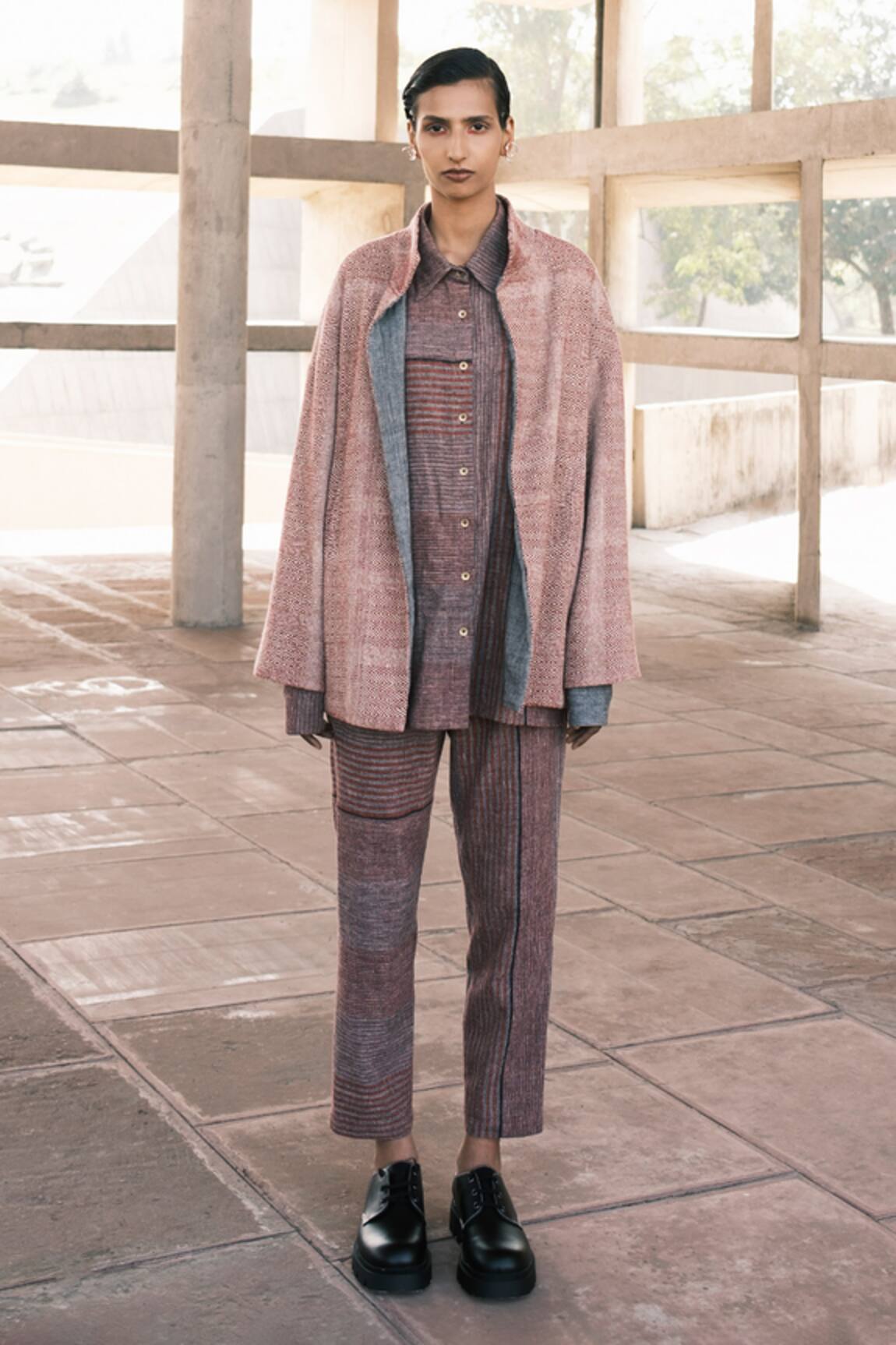 Urvashi Kaur Brick Geometric Block Print Jacket 