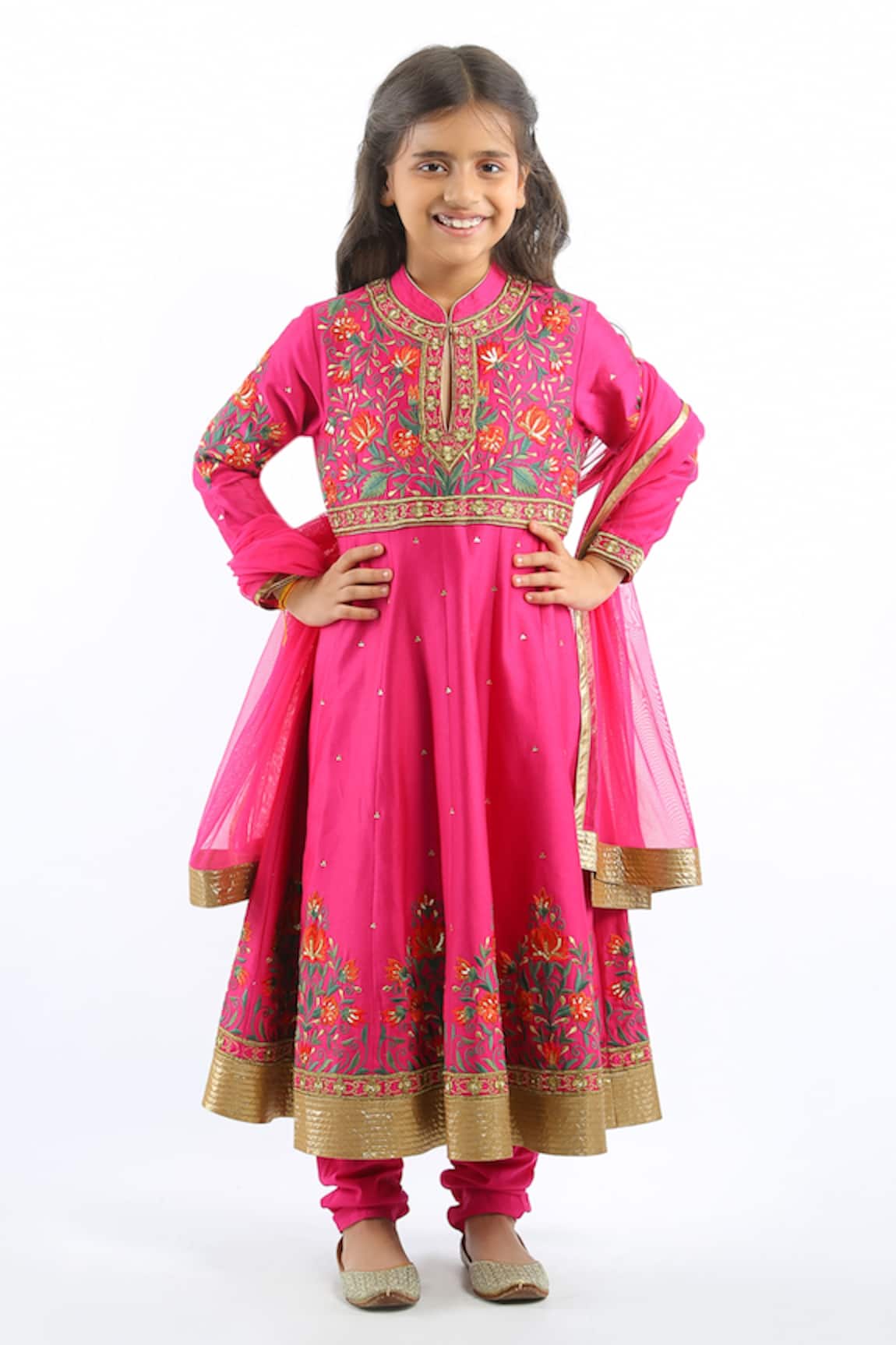 Bal Bachche By Rohit Bal Chanderi Embroidered Anarkali Set