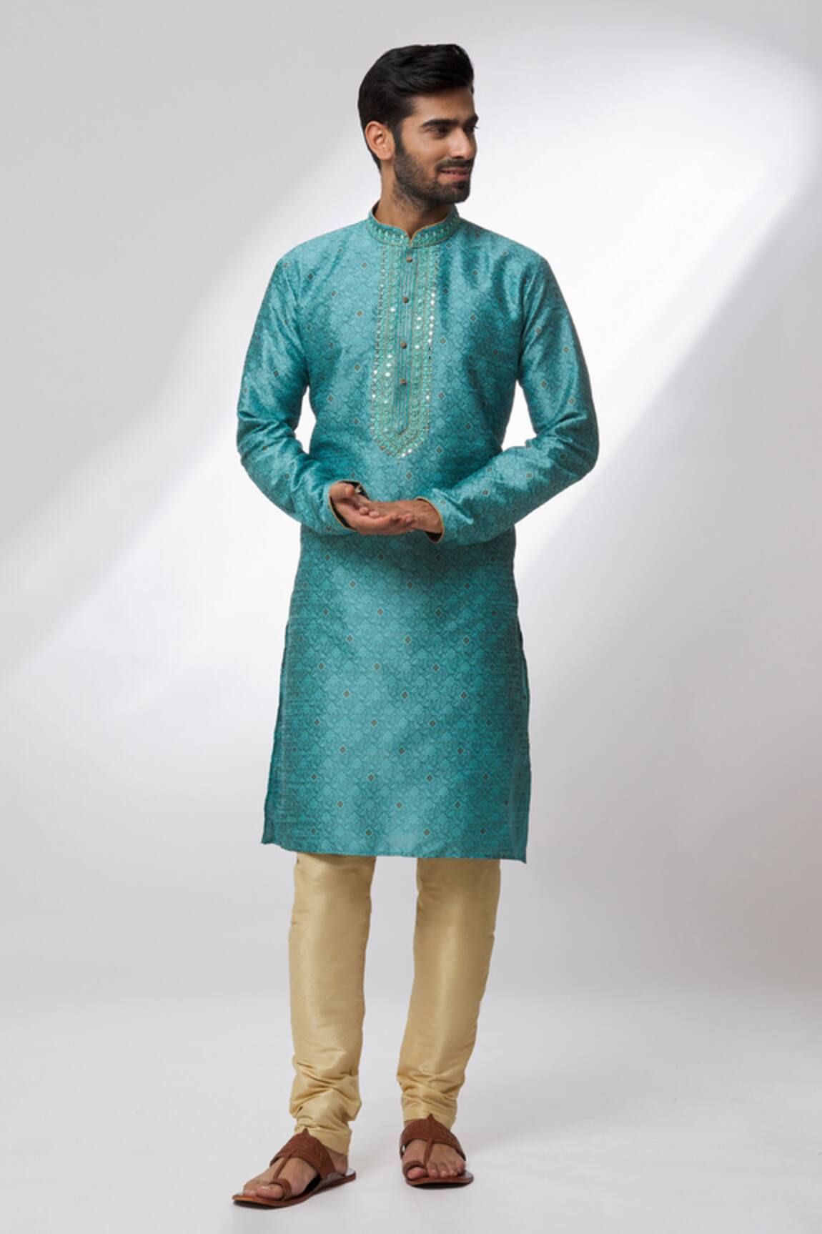 Samyukta Singhania Brocade Woven Botanical Pattern Kurta Set