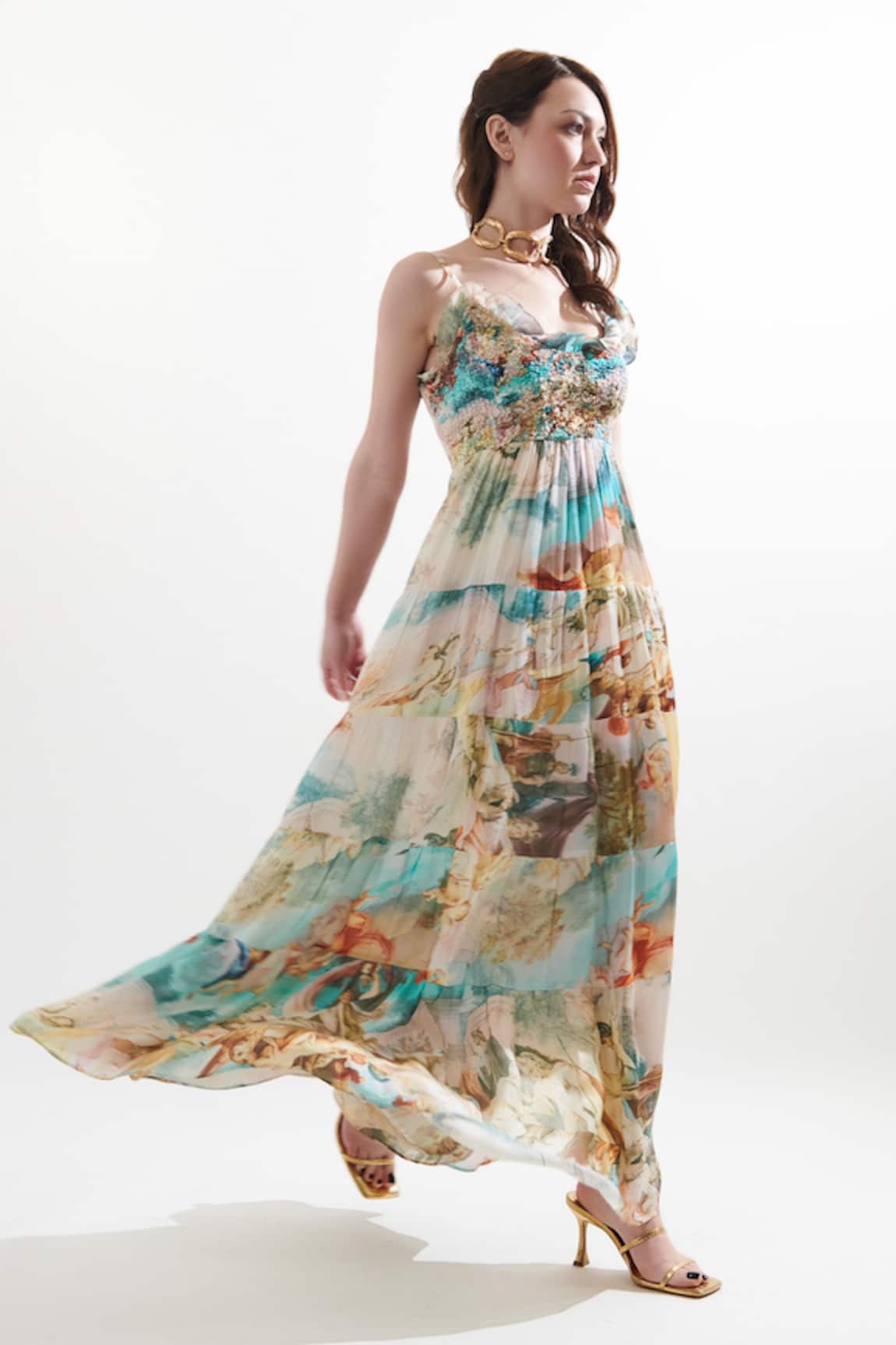 Cin Cin Russel Vintage Print Maxi Dress