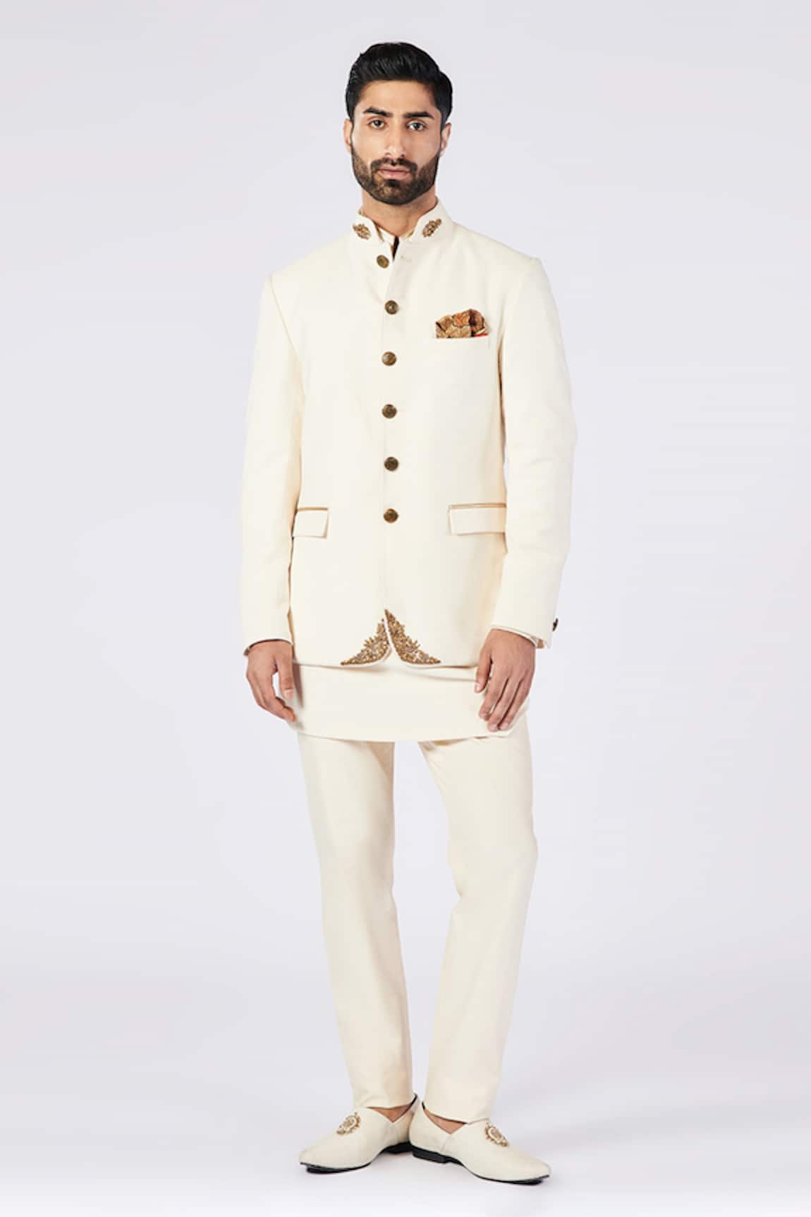 S&N by Shantnu Nikhil Patchwork Embroidered Collar Bandhgala