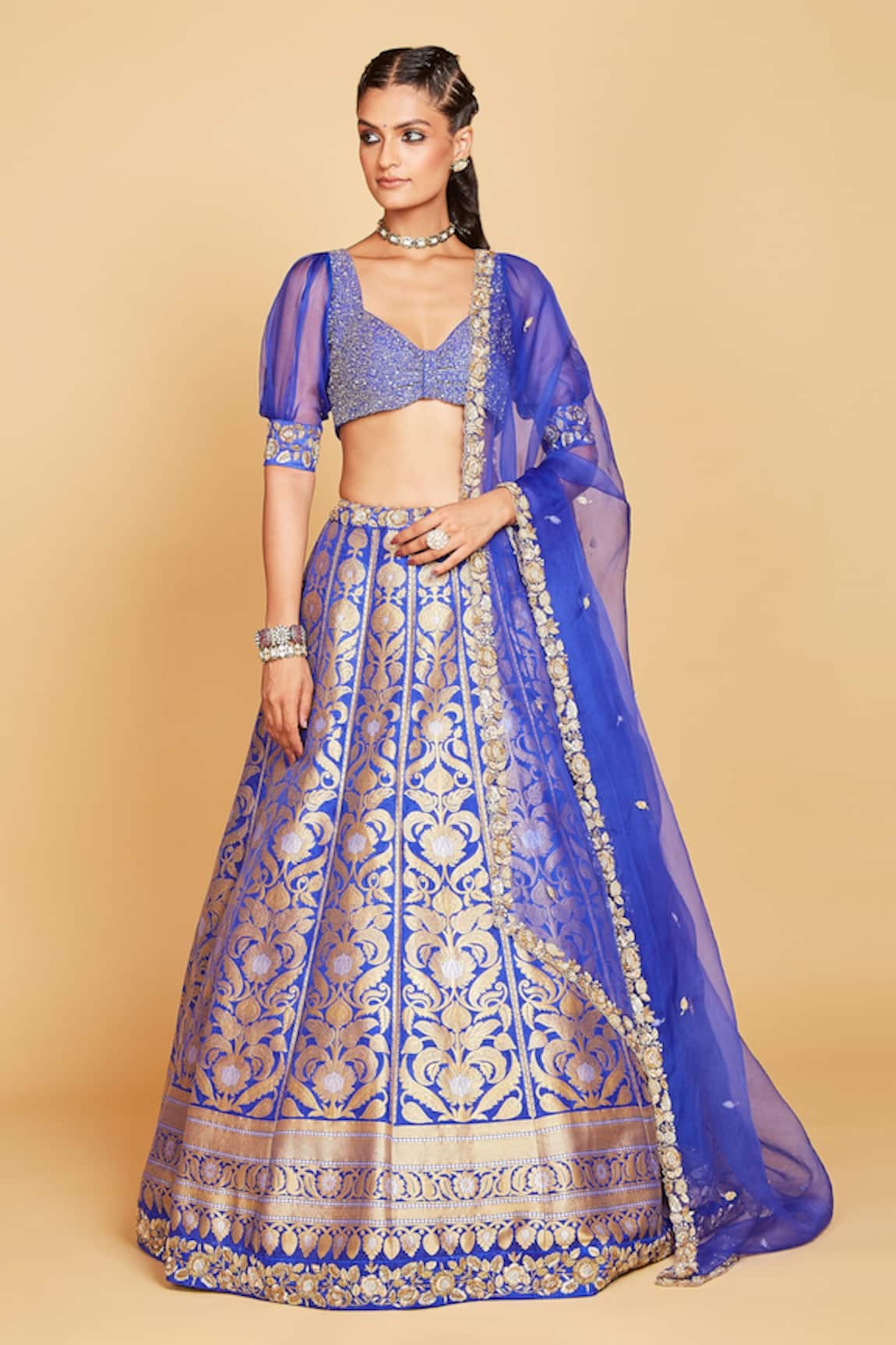 Amrin Khan Flower Embellished Blouse And Lehenga Set 