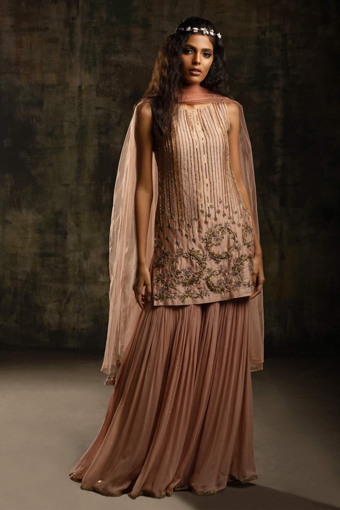 Mona And Vishu Zardozi Embroidered Kurta Sharara Set 