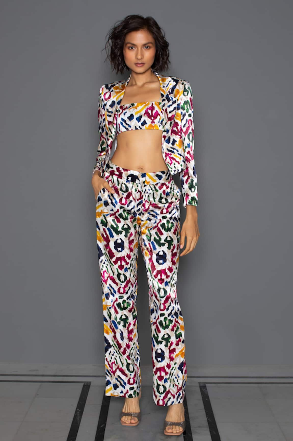 Redefine Damask Print Straight Fit Pants