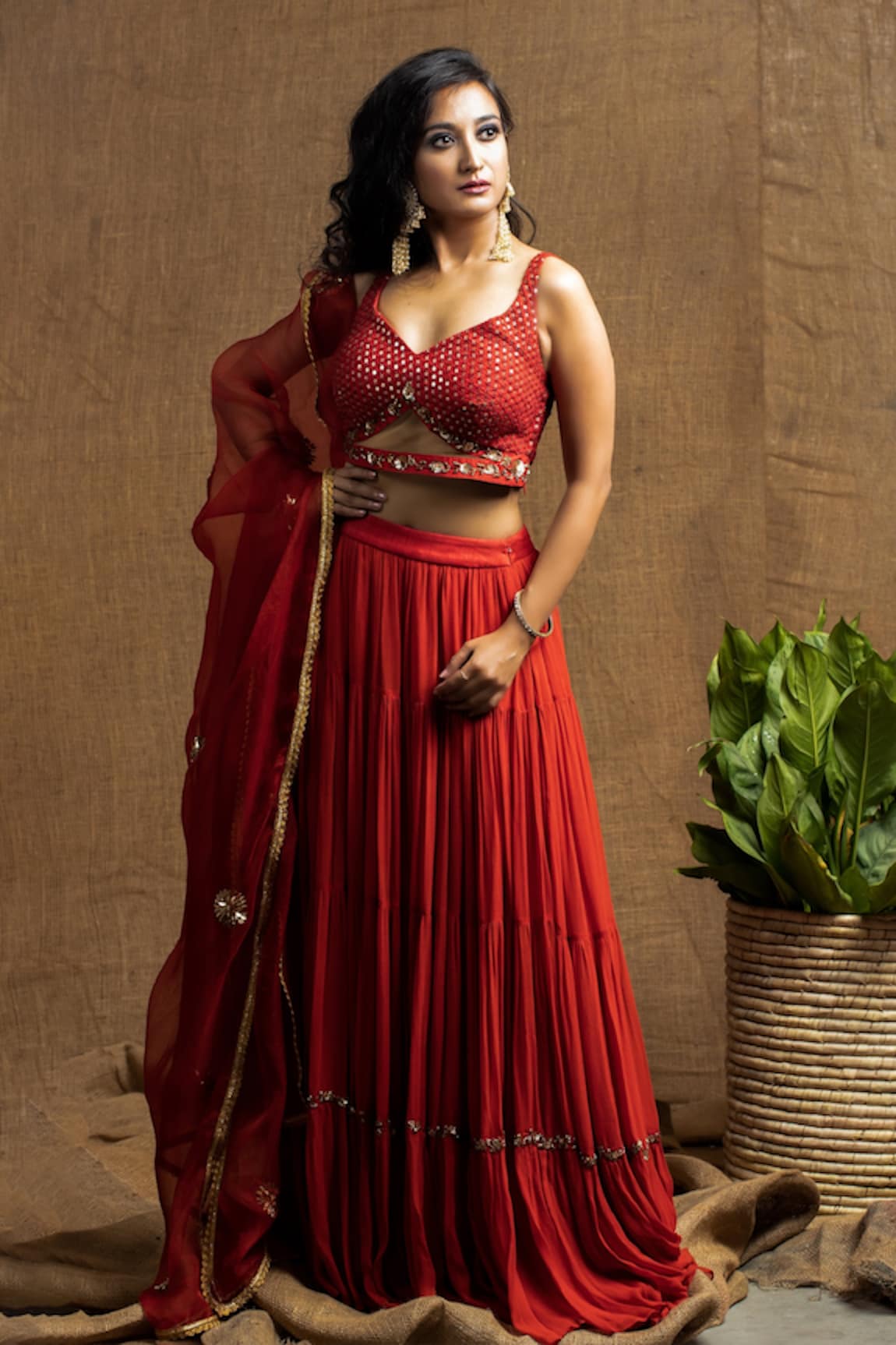 Kanj by Priyanka A Sakhuja Mahip Tiered Lehenga Set