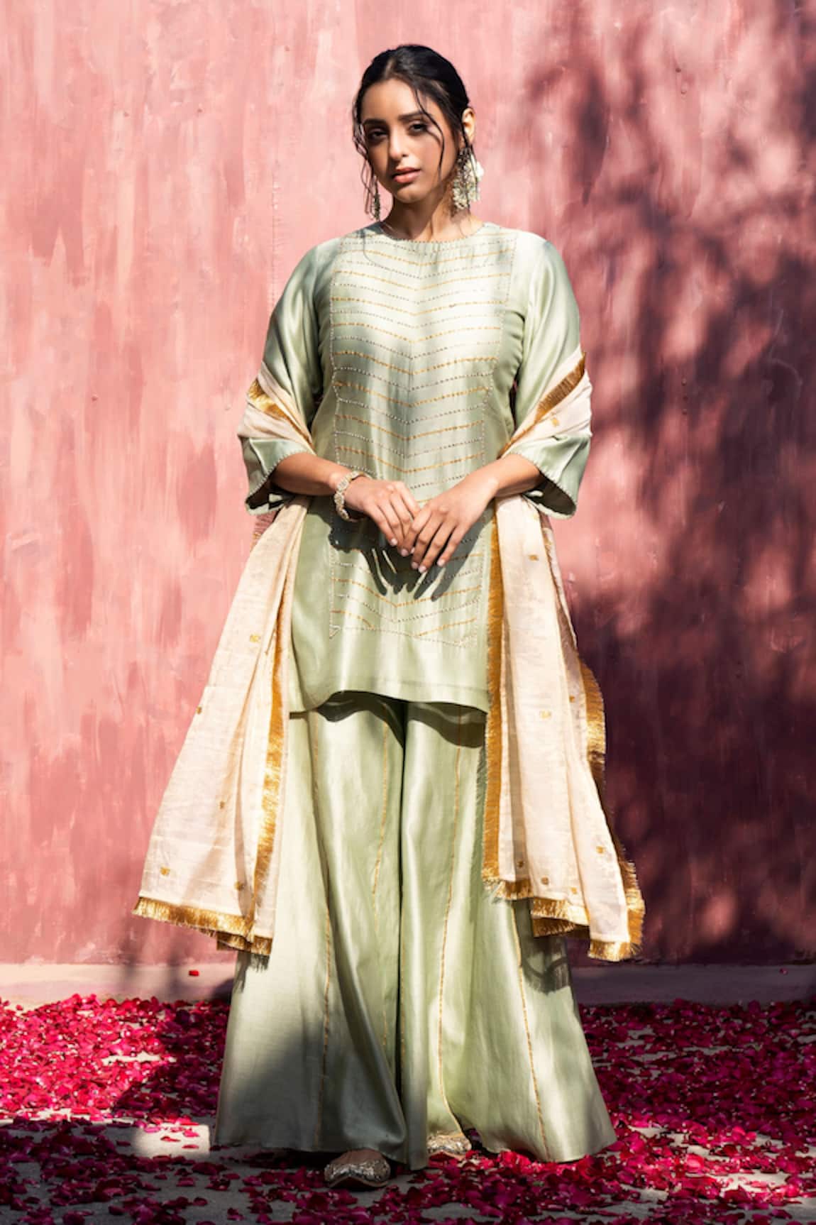 Weaver Story Chanderi Silk Embroidered Kurta Set