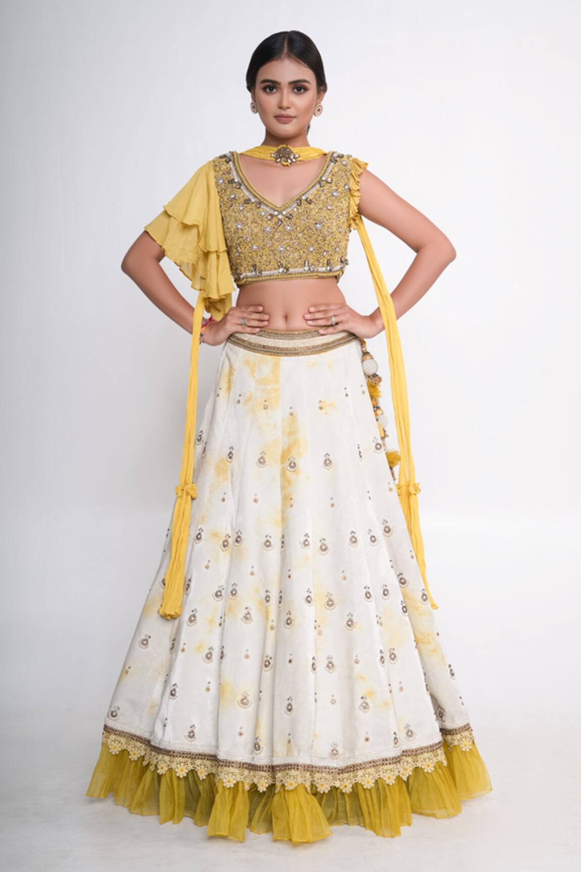 Merge Design Velvet Lehenga Set 