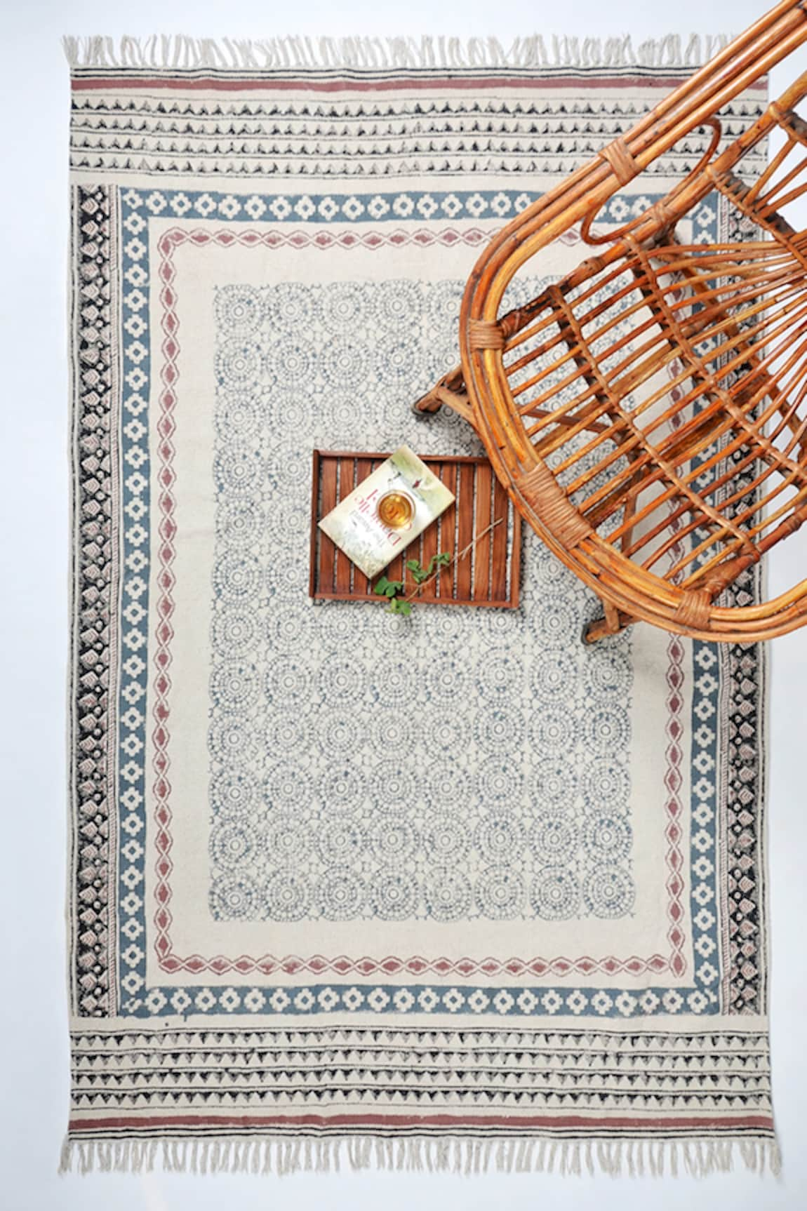 ORNA Cotton Circle Hand Block Print Rug