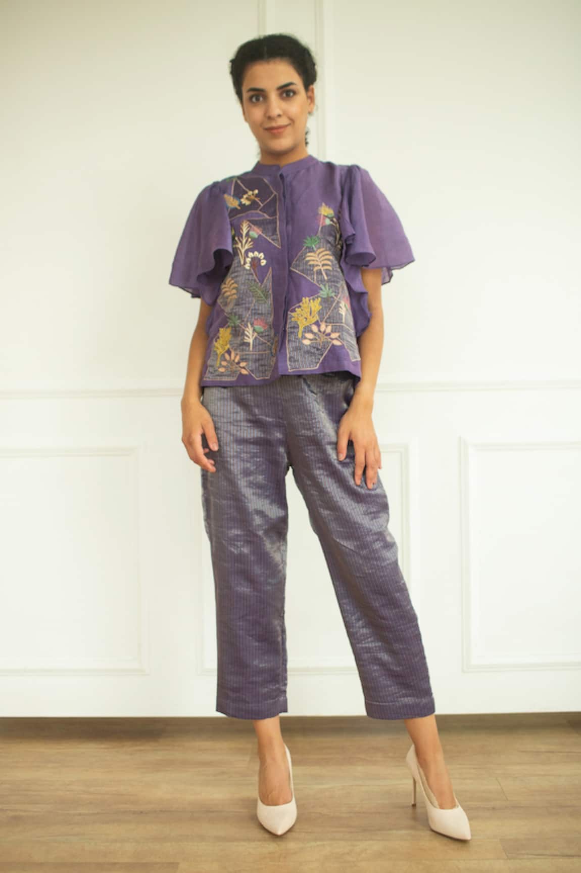 Oja Applique Embroidered Shirt & Pant Set