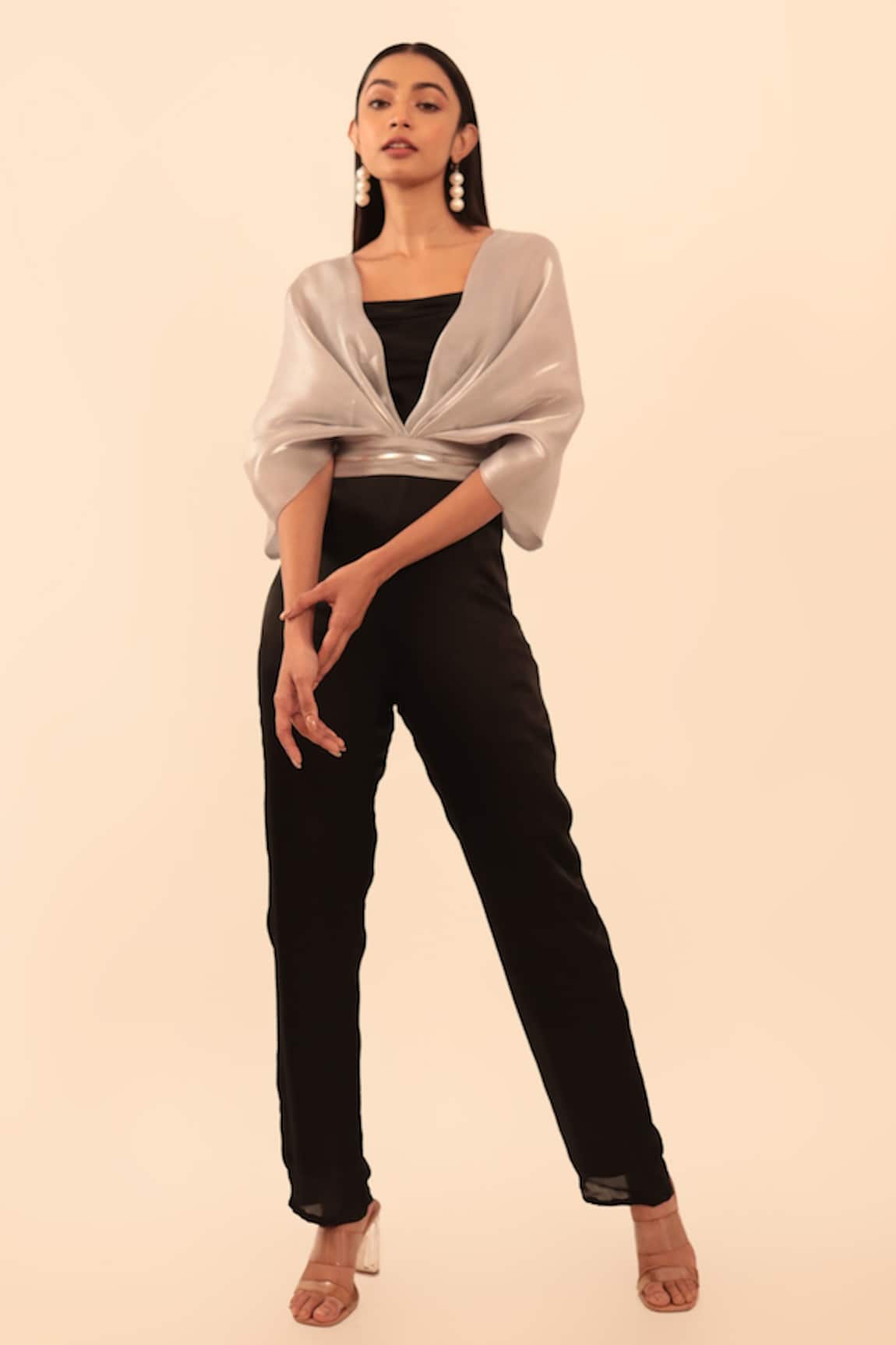 Vanshika Agarwal Label Kylie Detachable overlay & Cowl Jumpsuit Set 