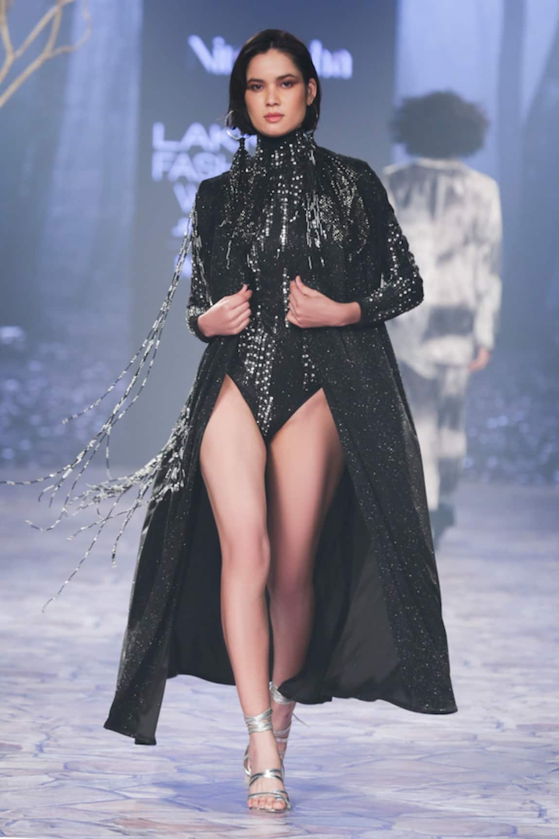 Nirmooha Black Sequin Embroidered Bodysuit 