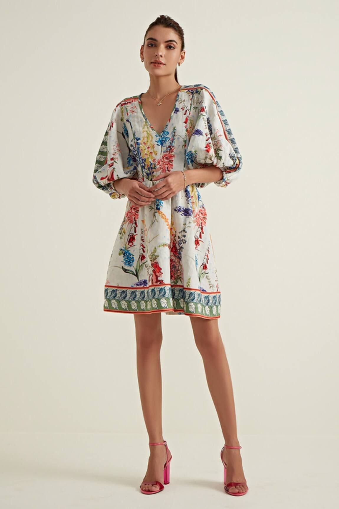 Ranna Gill Spring Meadow Print Midi Dress