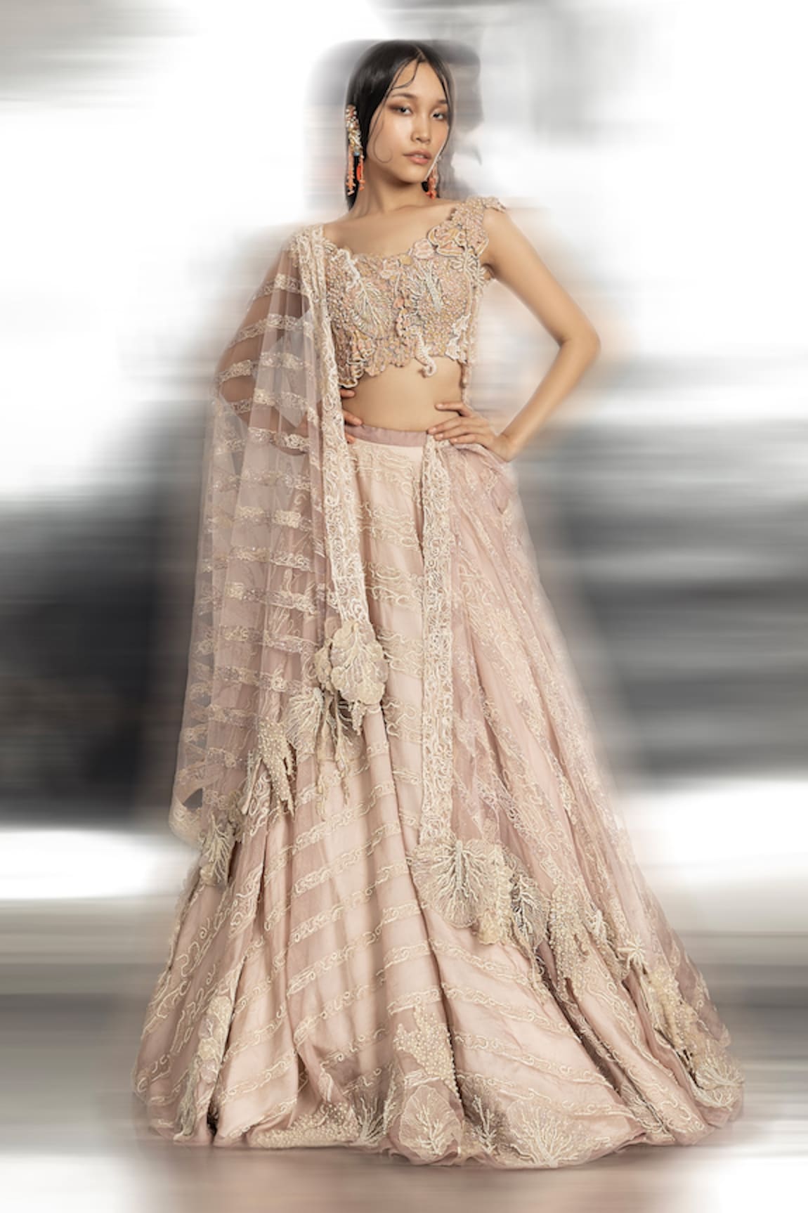 Abhishek Sharma Pearl Embellished Bridal Lehenga Set