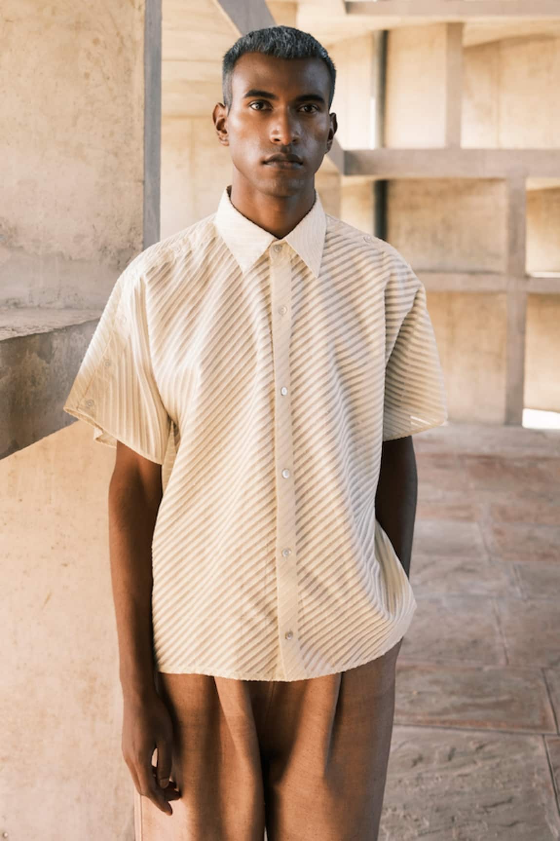 Urvashi Kaur Cyprus Textured Cotton Shirt 
