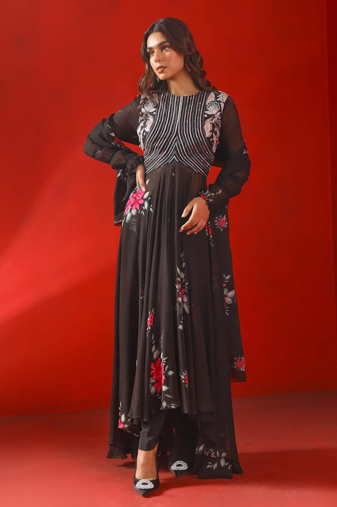 Isha Gupta Tayal Magnolia Print Anarkali Set 