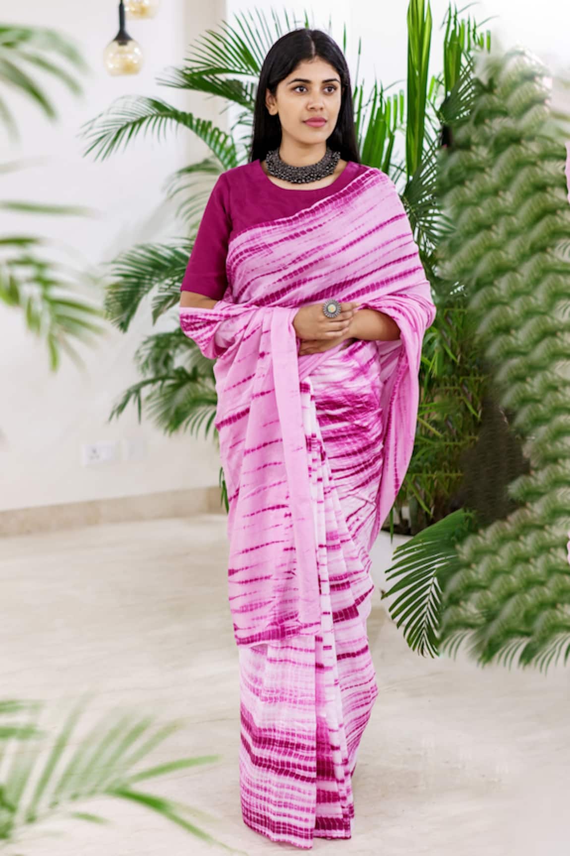 Cupid Cotton Tie Dye Pattern Saree With Blouse