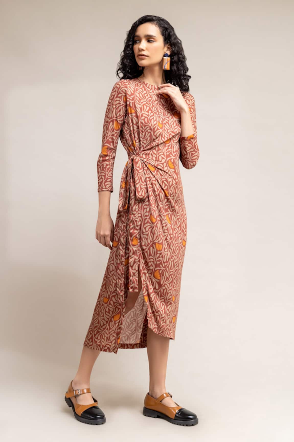 Doodlage Felicia Floral Print Slit Dress