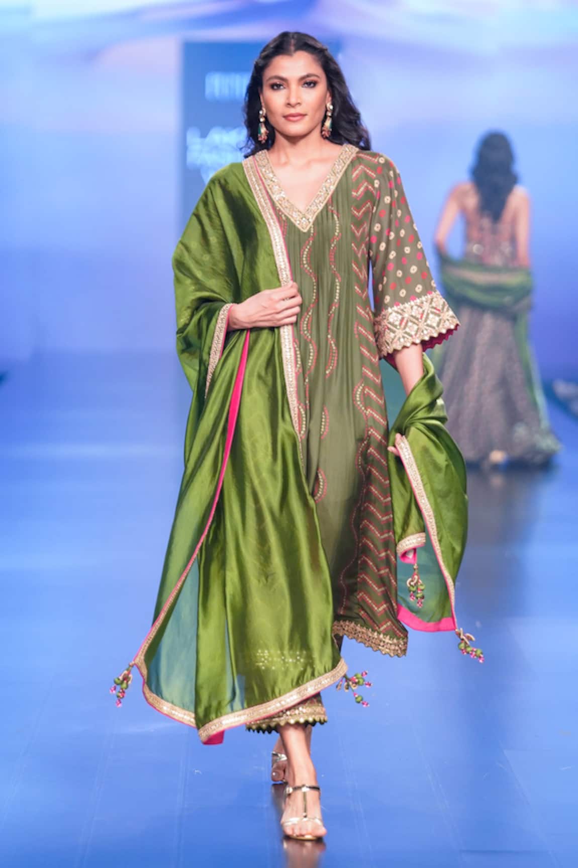 Punit Balana Chevron & Bandhani Print Kurta Set