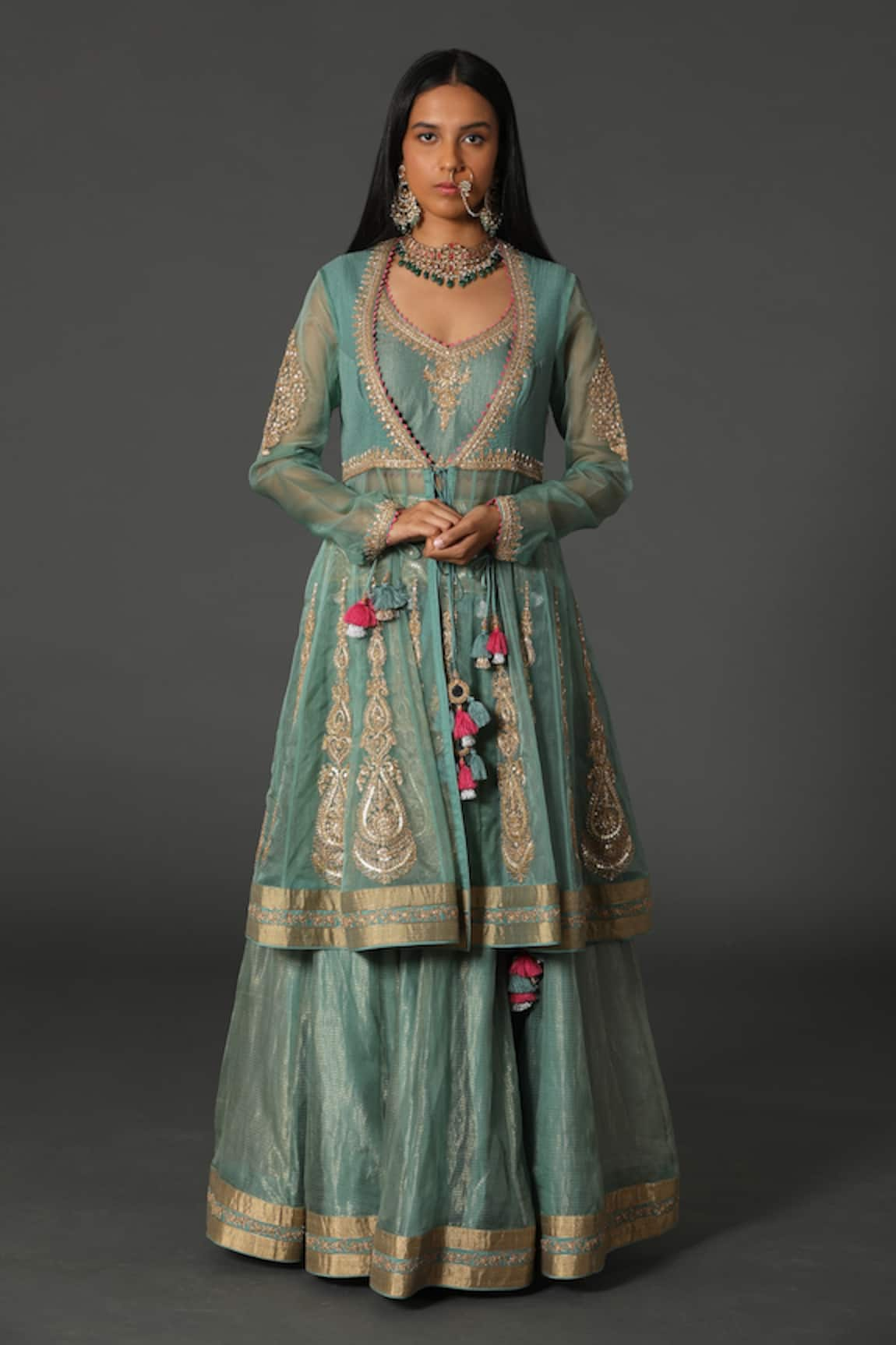 Rar Studio Hand Embroidered Jacket Lehenga Set