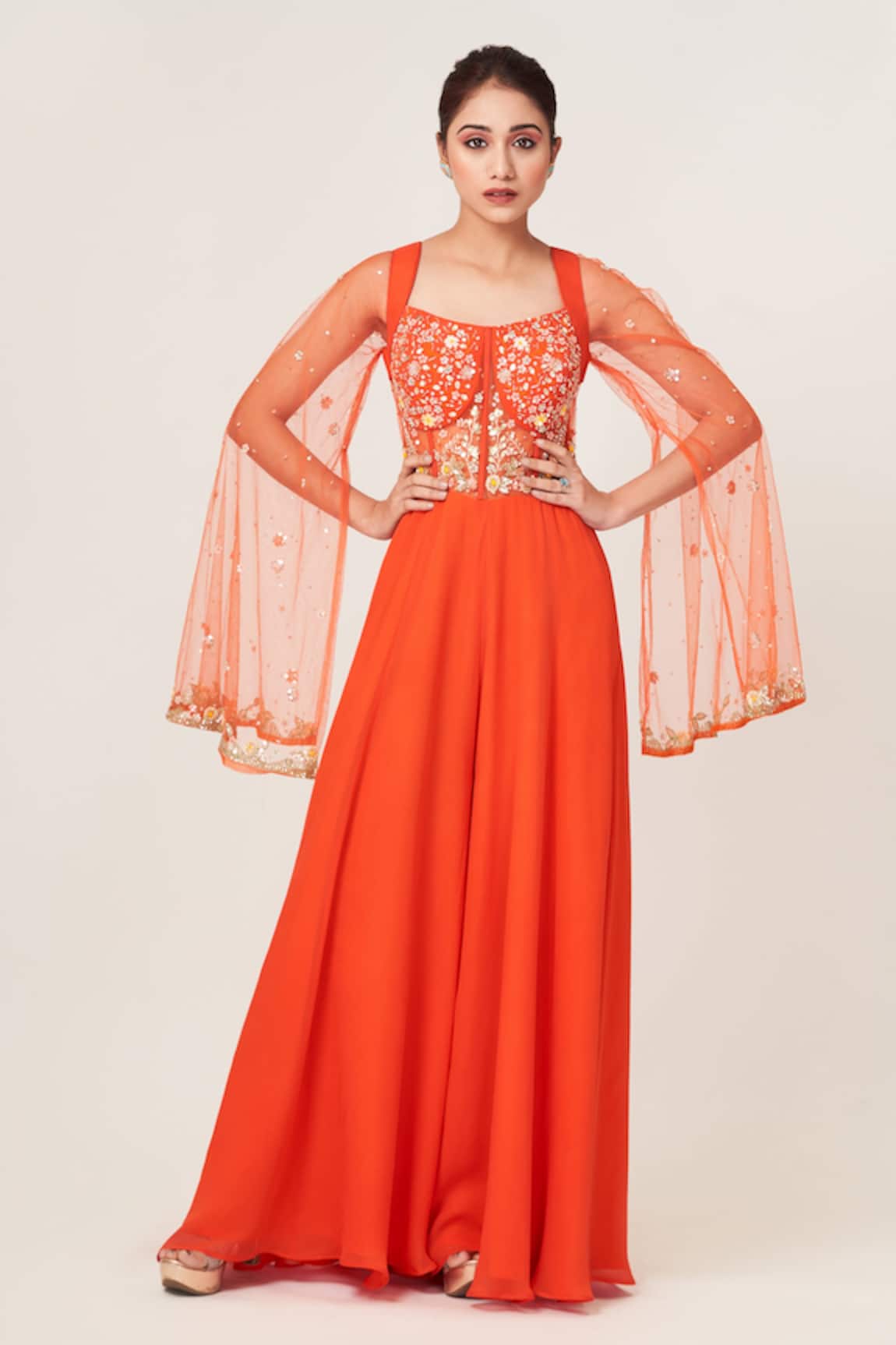 Tamaraa By Tahani Flower Embellished Corset Jumpsuit