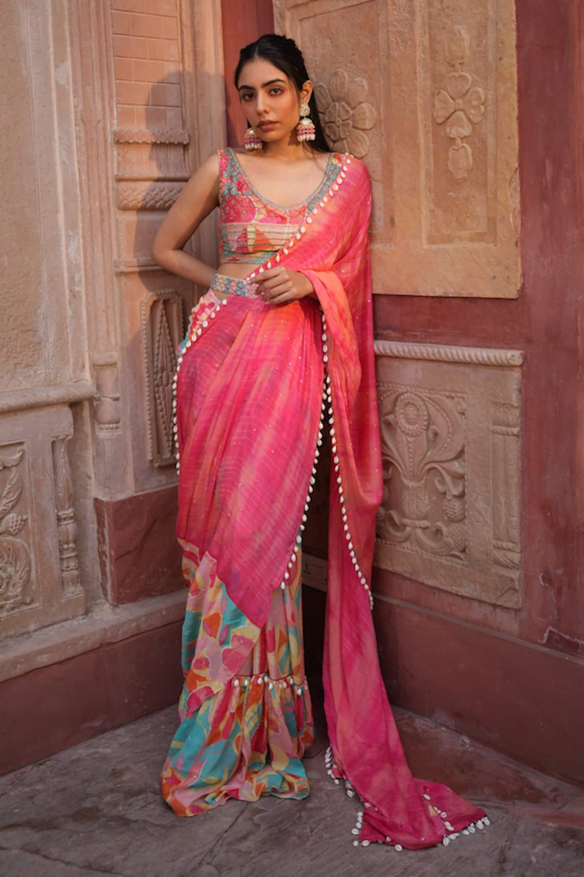 Ruhr India Printed Saree With Blouse