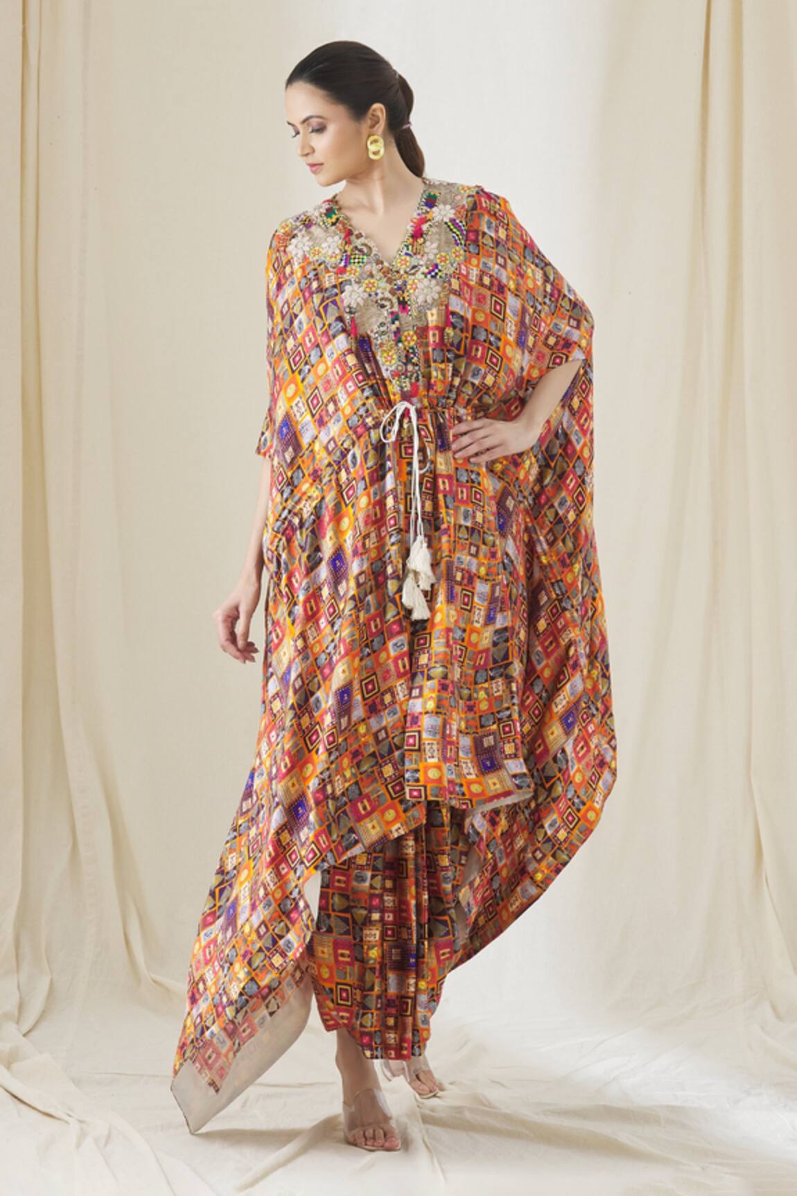 Anamika Khanna Abstract Print Cape & Draped Skirt Set