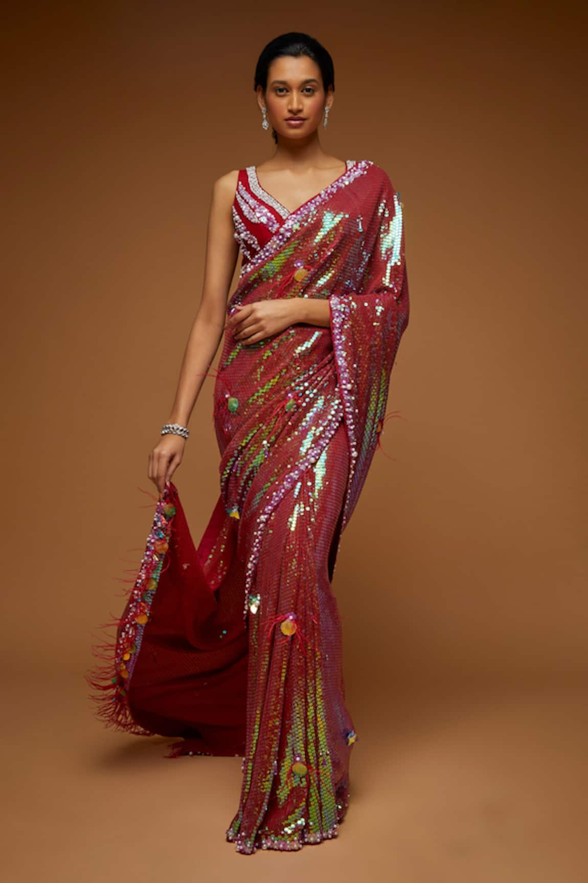 Neeta Lulla Anara Sequin Embroidered Saree With Blouse