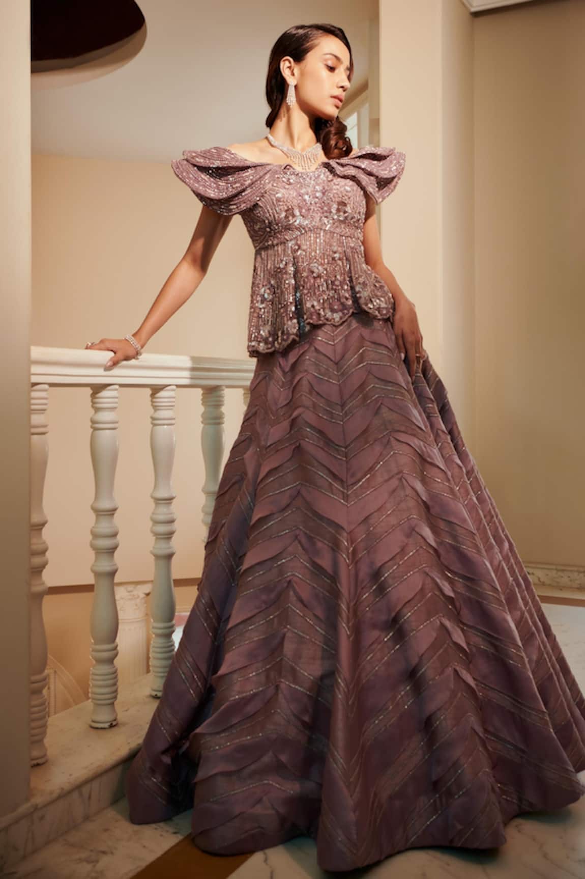 Adaara Couture Sequins Hand Embroidered Top & Skirt Set