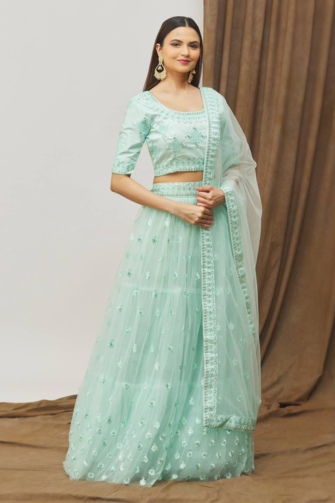 Samyukta Singhania Sequin Blossom Embroidered Lehenga Set