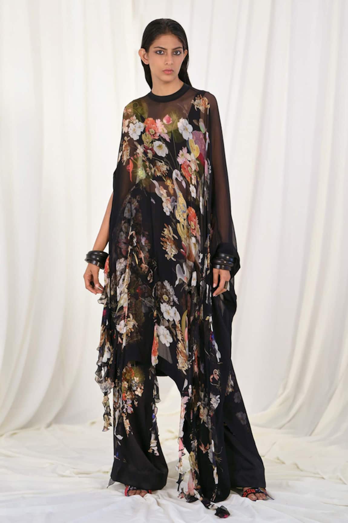 AK-OK Top & Trouser Set With Flower Print Kaftan