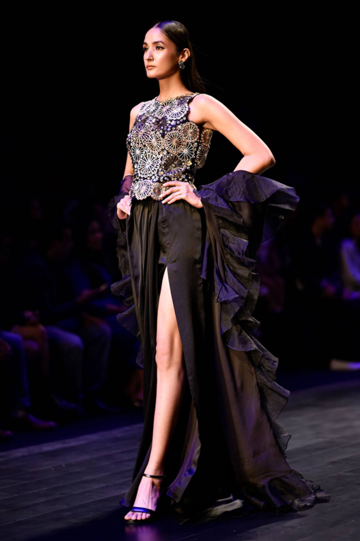 Nachiket Barve Celestial Embroidered Top Skirt Set 