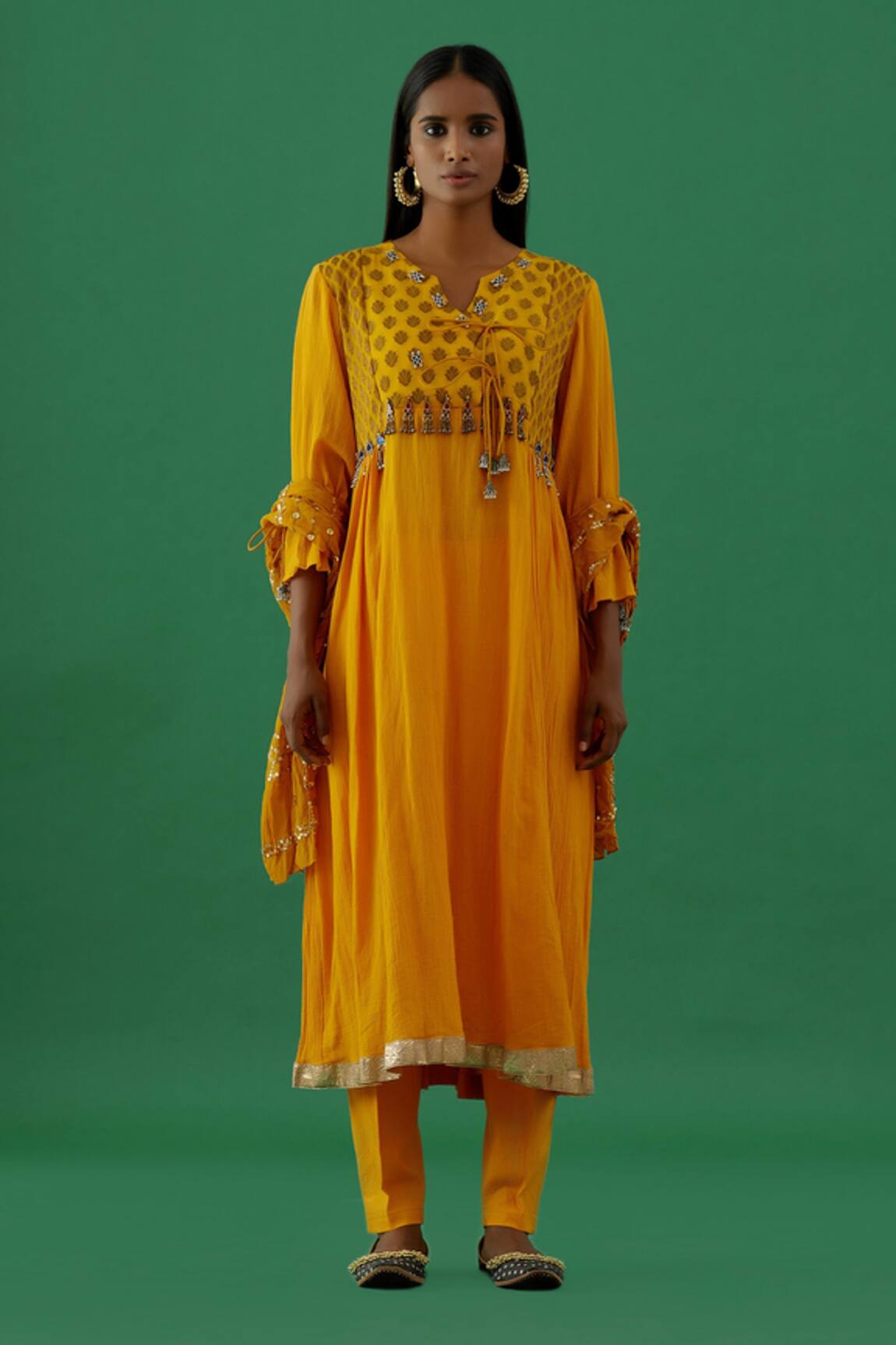 5elements Silk Brocade Yoke Anarkali Set