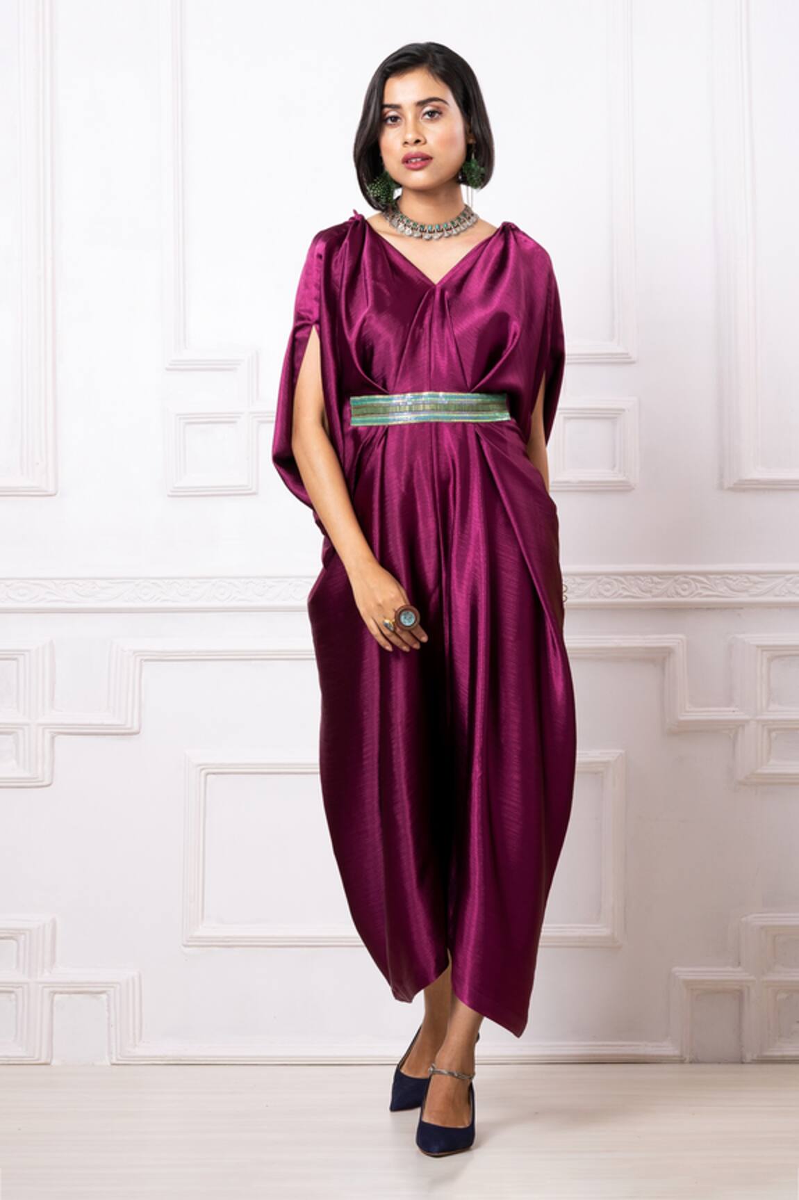 Megha Garg V-Neck Draped Kaftan Jumpsuit