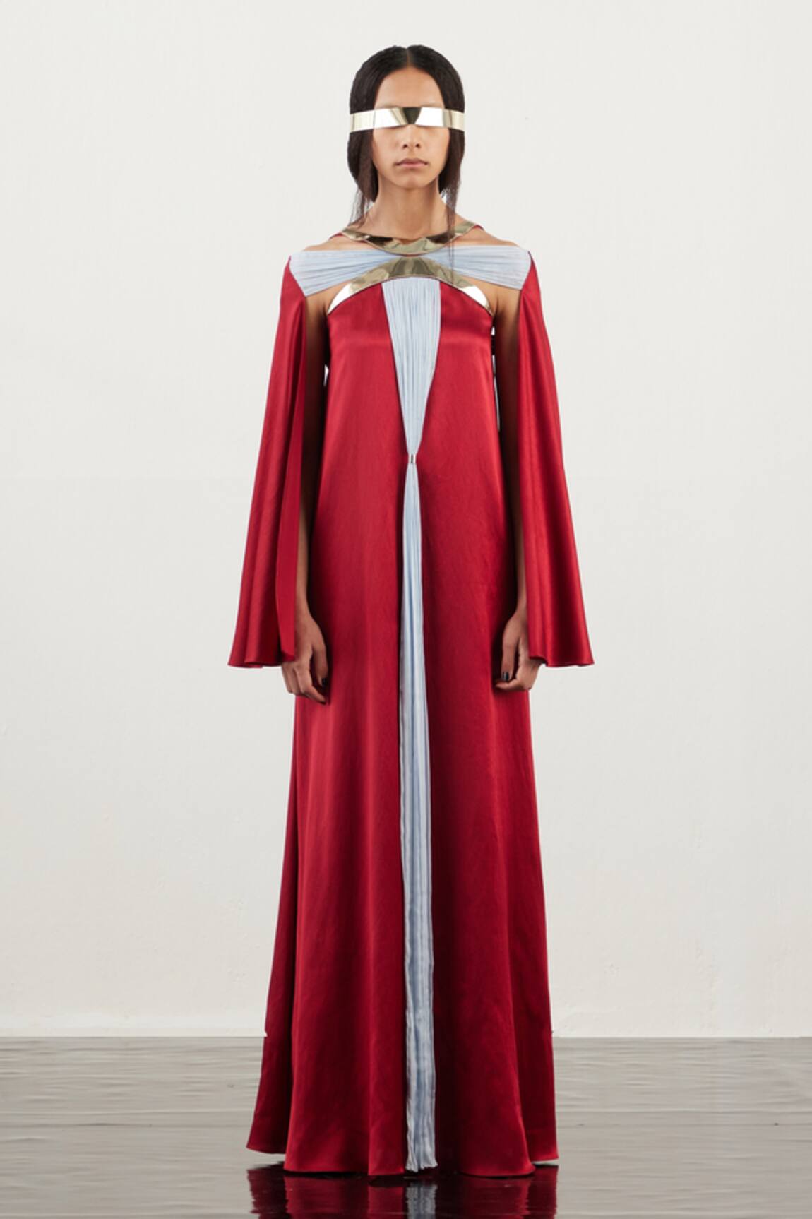 Akhl Metallic Crescent Satin Kaftan Dress 