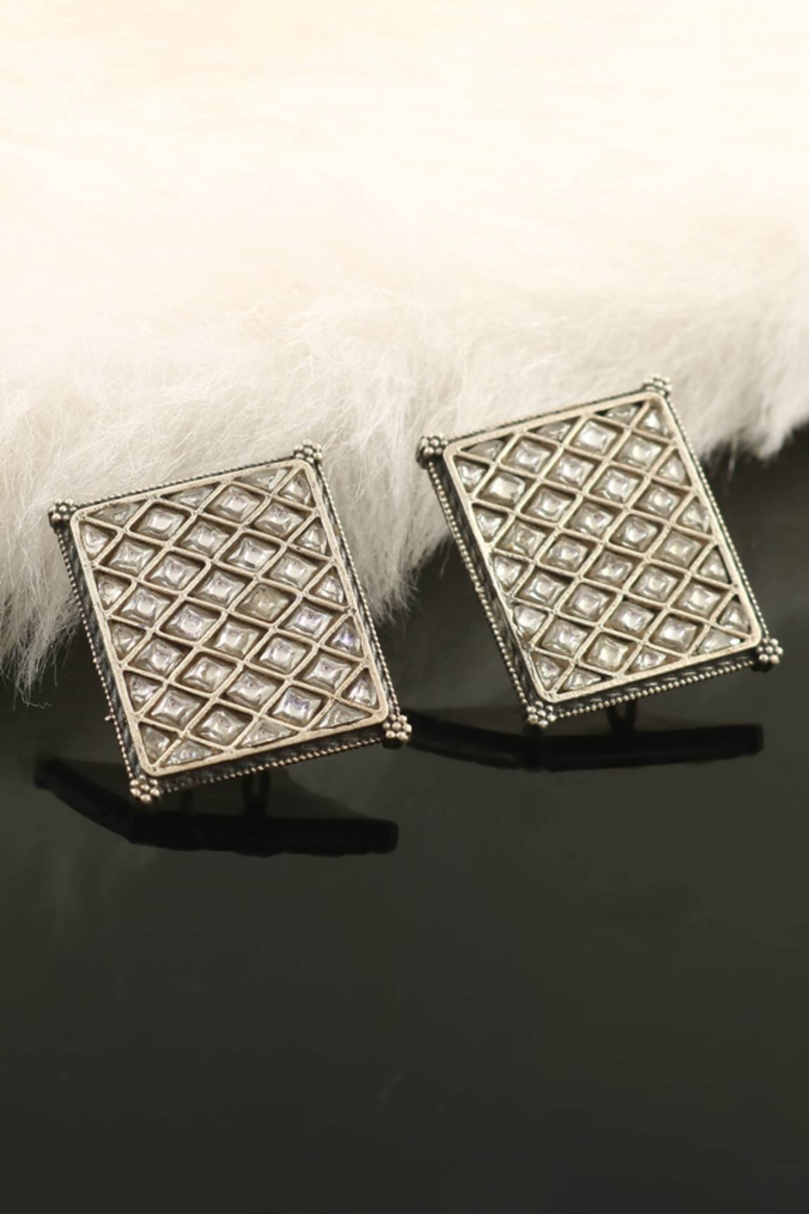 Palace of Silver Square Shaped Stud Earrings