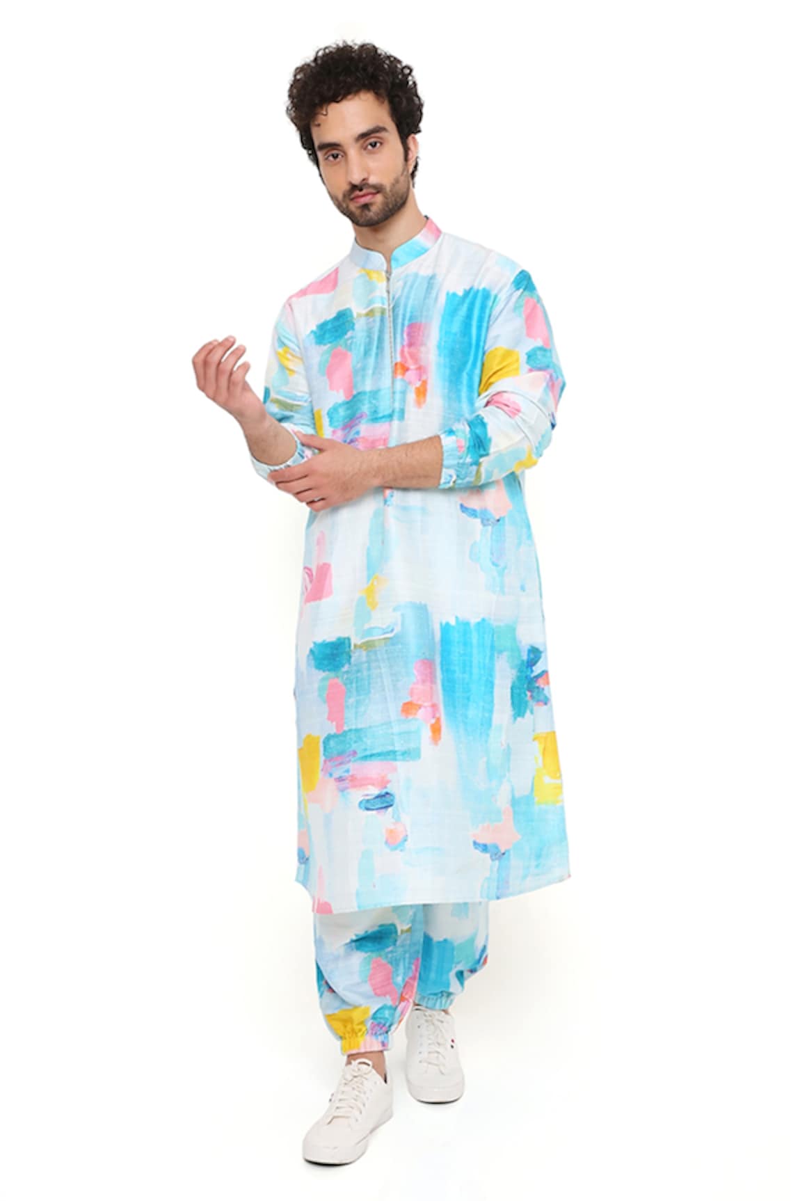 PS Men by Payal Singhal Painterly Print Kurta & Joggers Set 