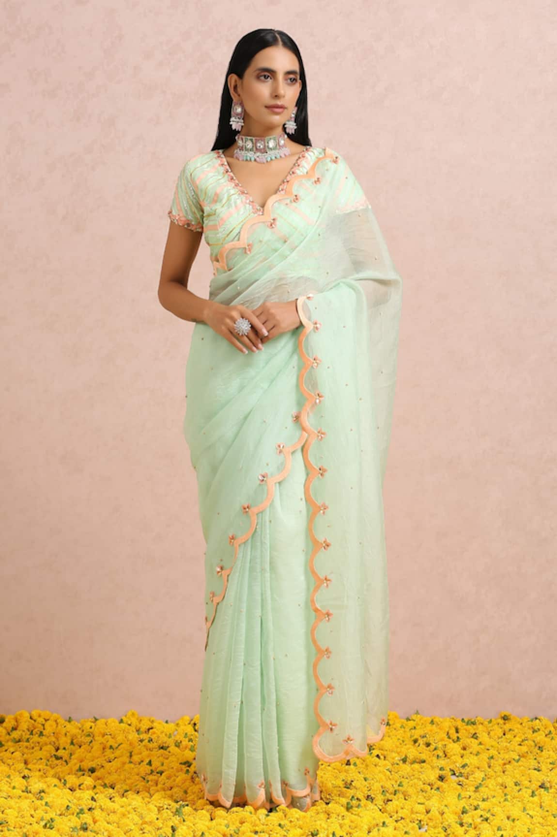 Label Nitika Embroidered Saree With Blouse