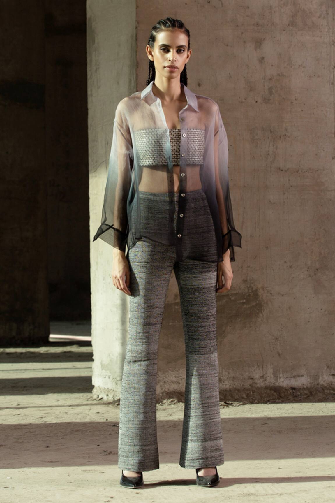 AKHL Hand Embroidered Textured Trousers 