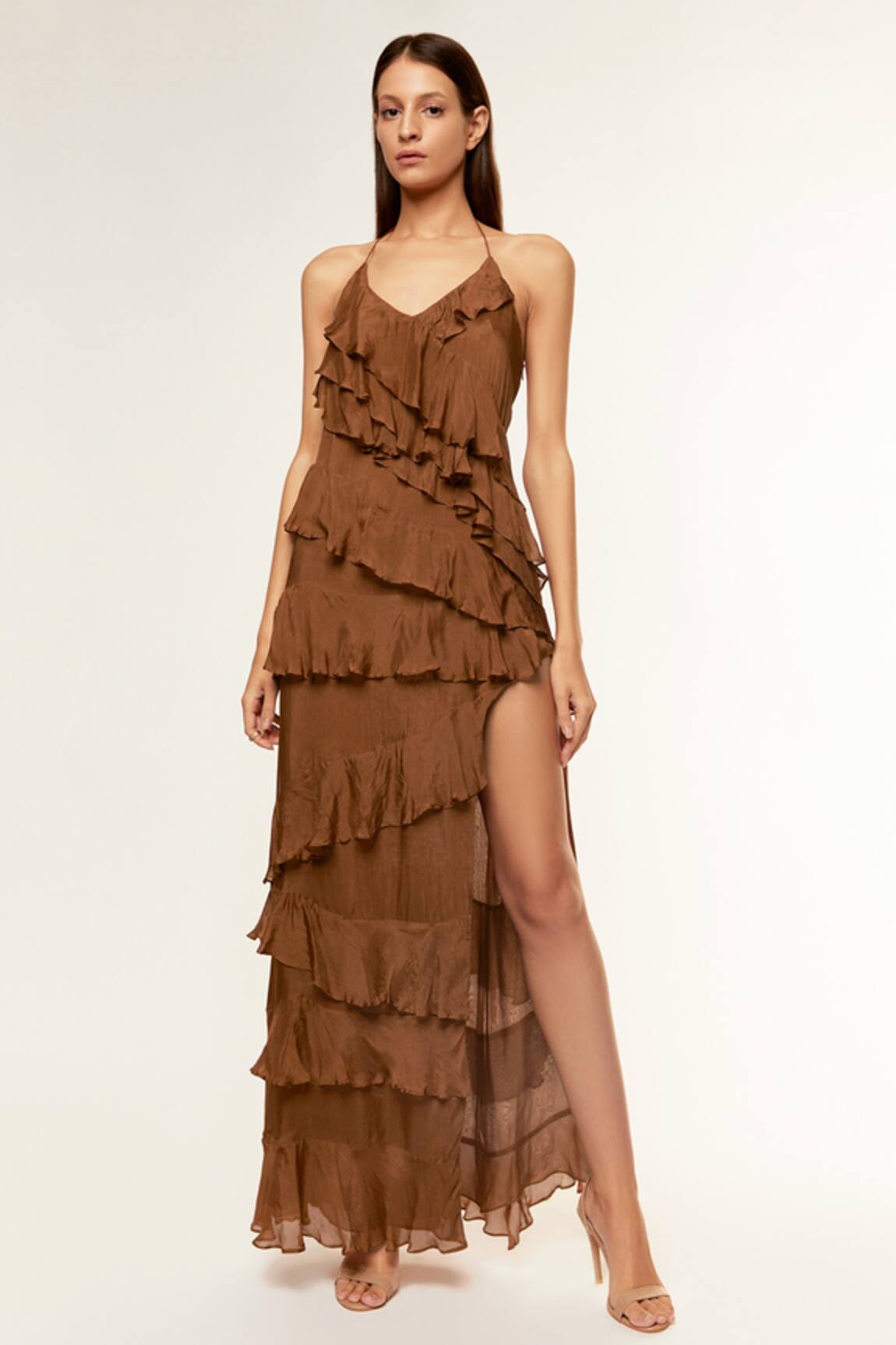 Deme By Gabriella Lisa Ruffle Layered Gown