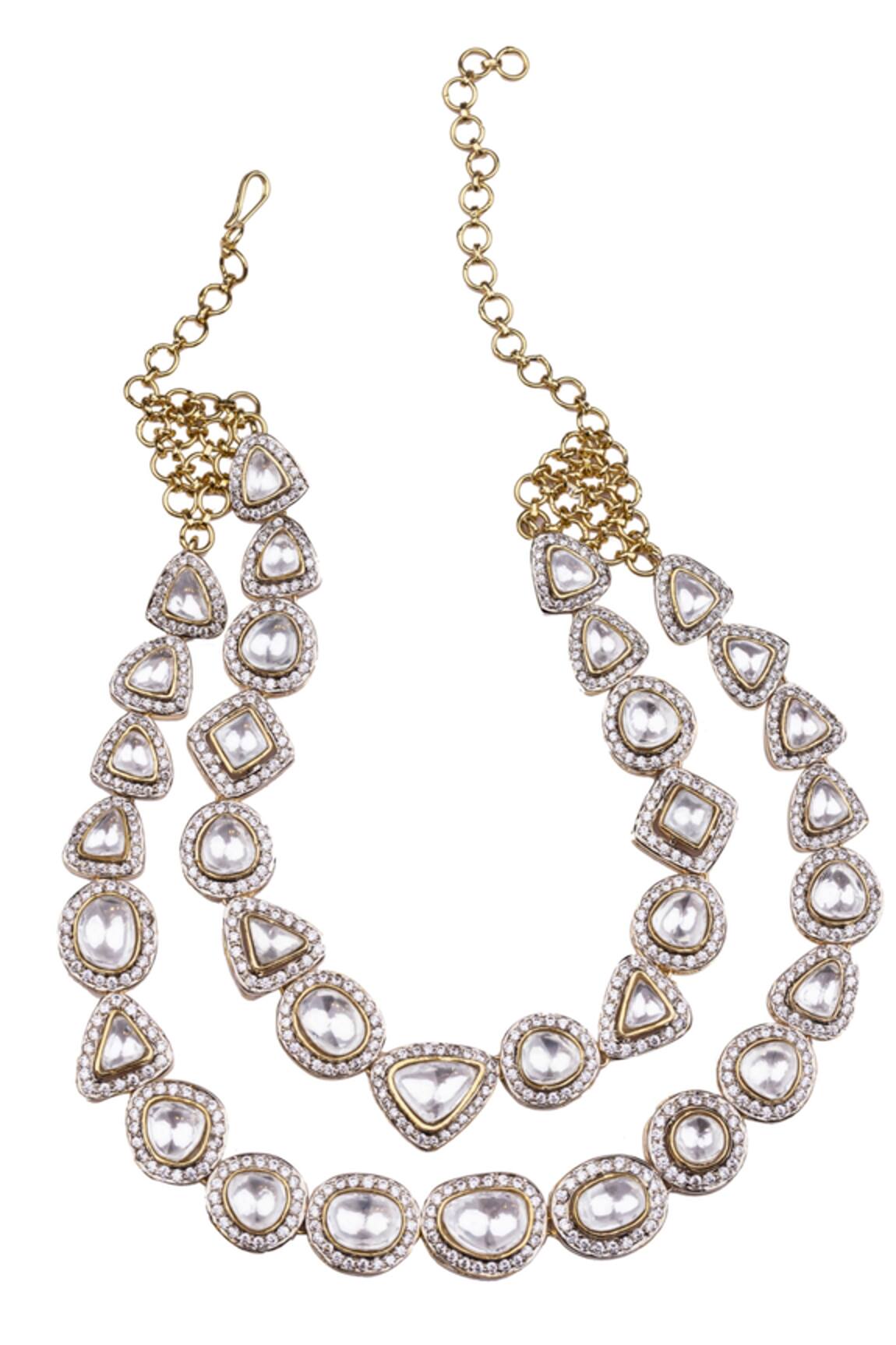 Vasundhara Double Layered Kundan Embellished Necklace