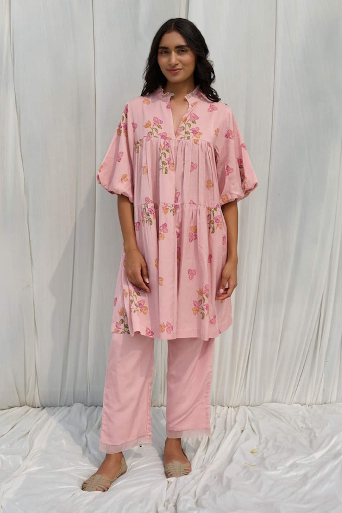 Ayaka Floral Print Gathered Dress