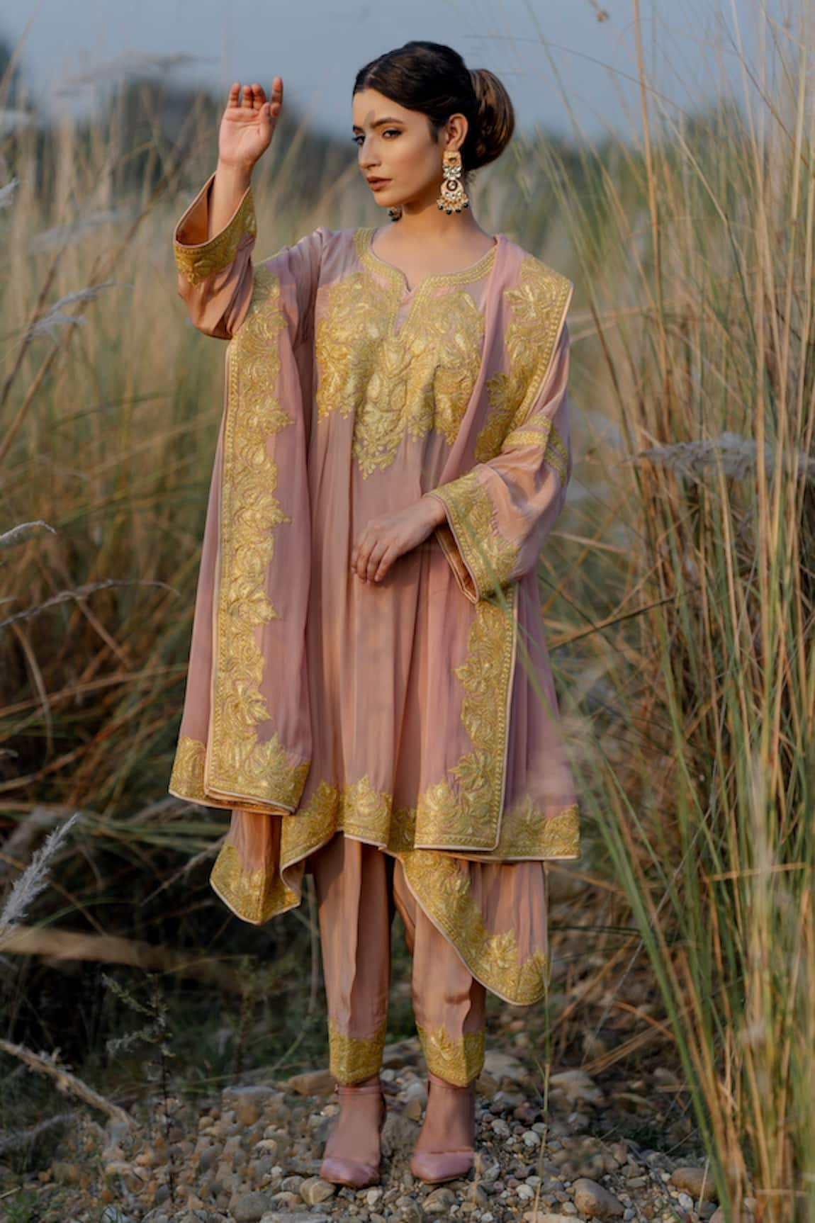 Daljit Sudan Kashmiri Embroidered Yoke Phiran Kurta Set