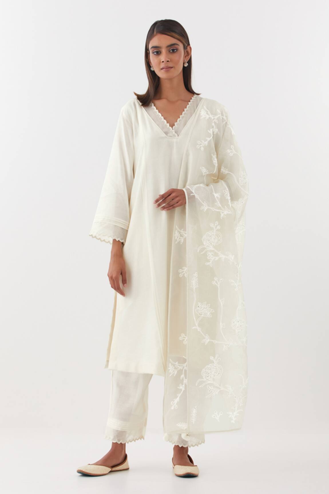 Amisha Kothari Bagh Kurta Set With Embroidered Floral Jaali Dupatta