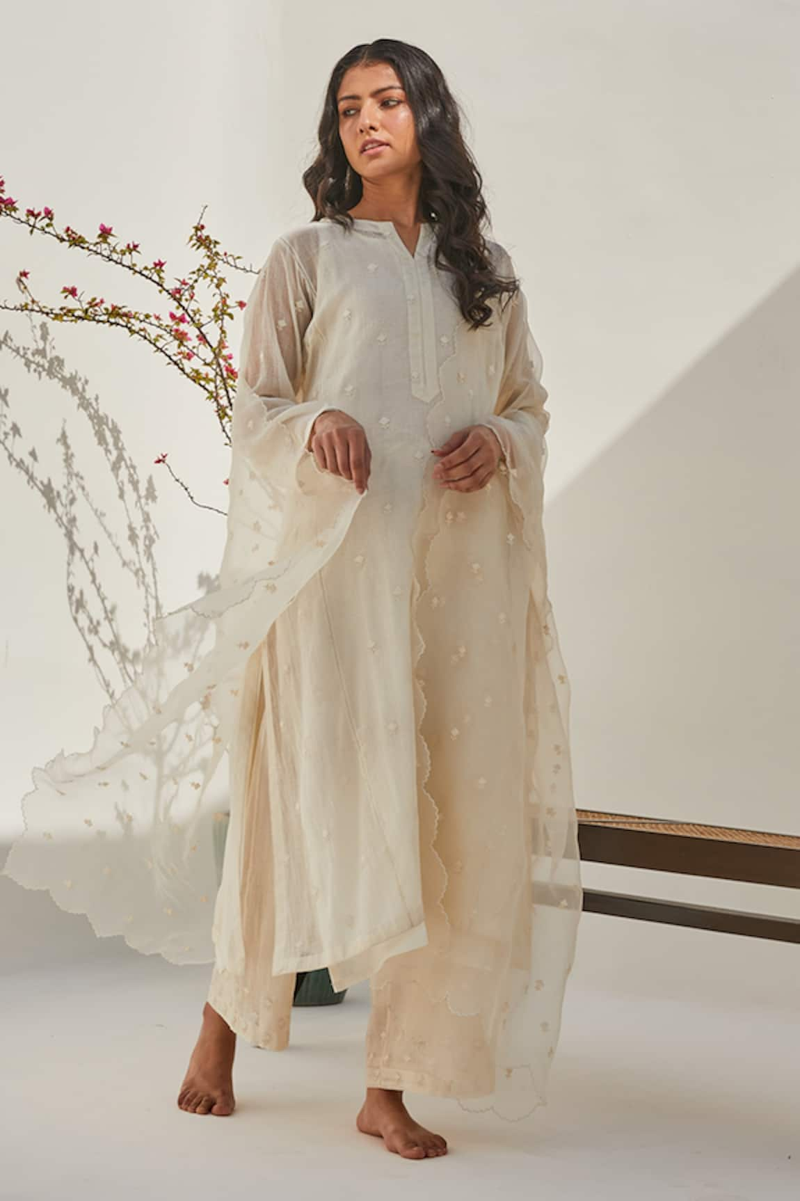 Chandbari Chanderi Embroidered Kurta Palazzo Set