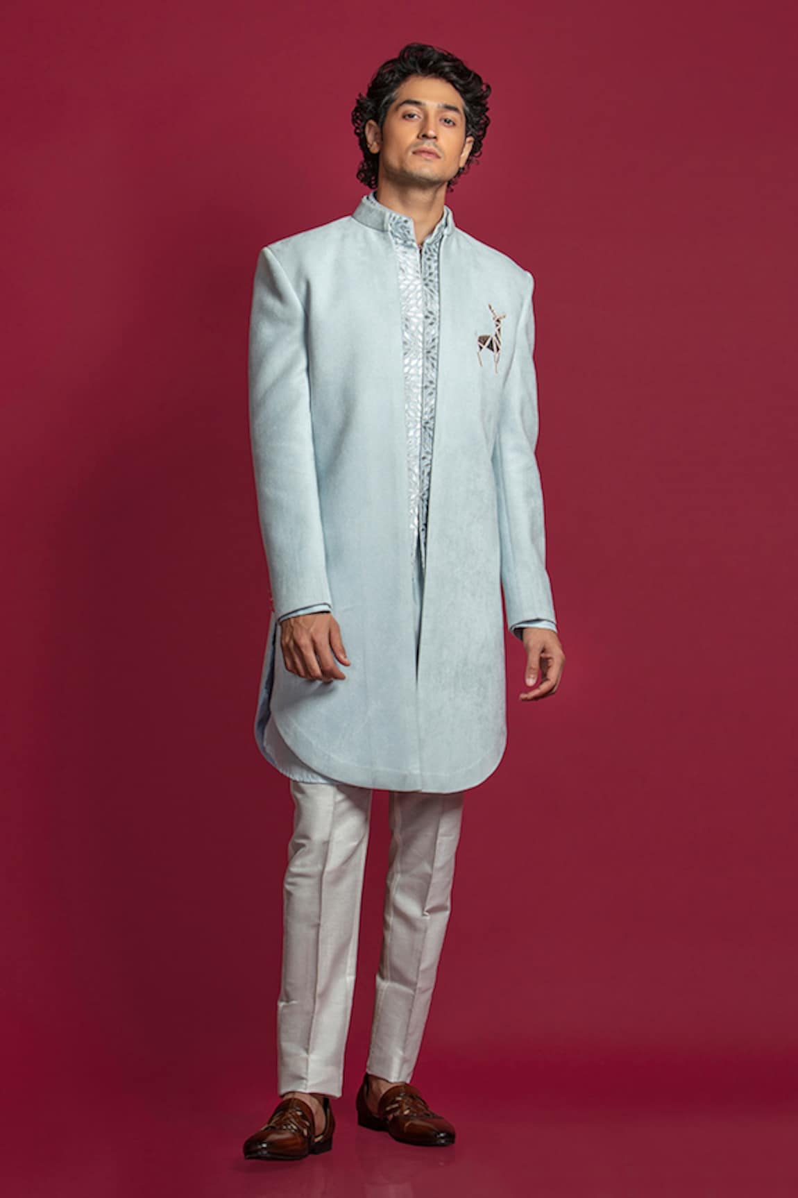 Jayesh Shah Foil Placement Embroidered Sherwani Set