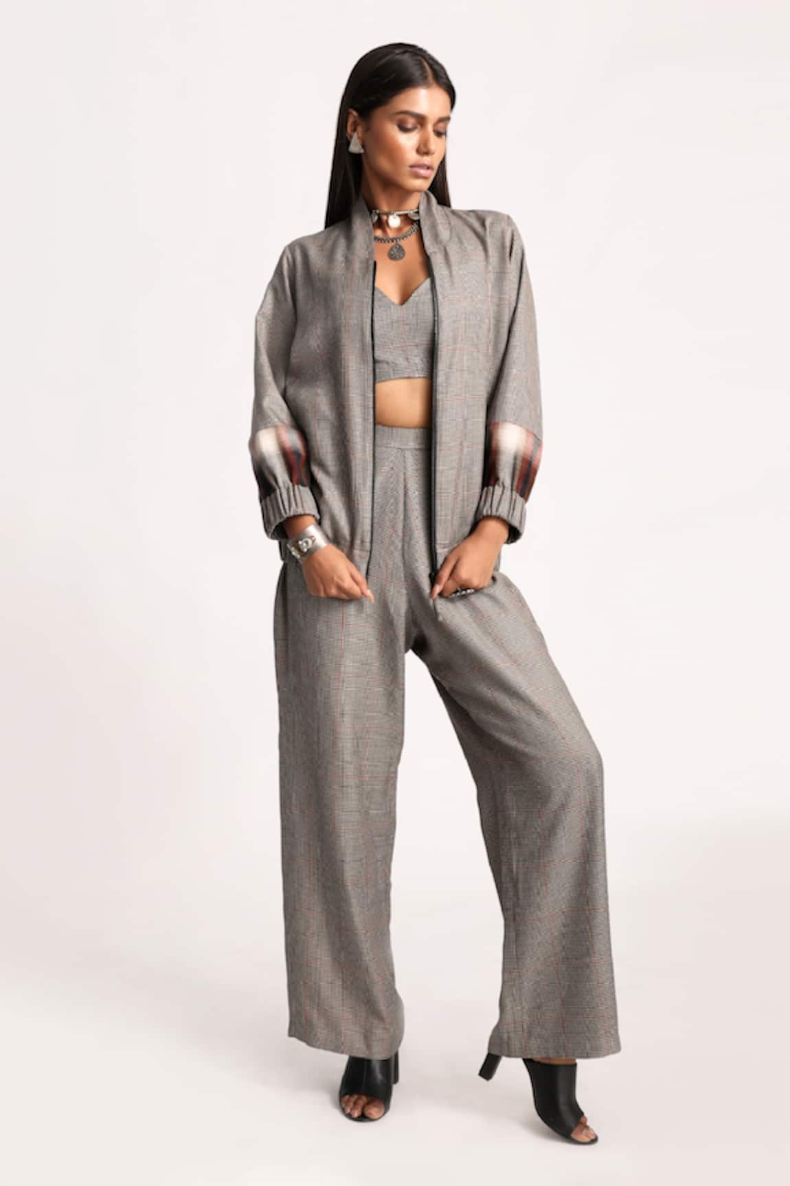 Kritika Murarka Lotus Applique Bomber Jacket  