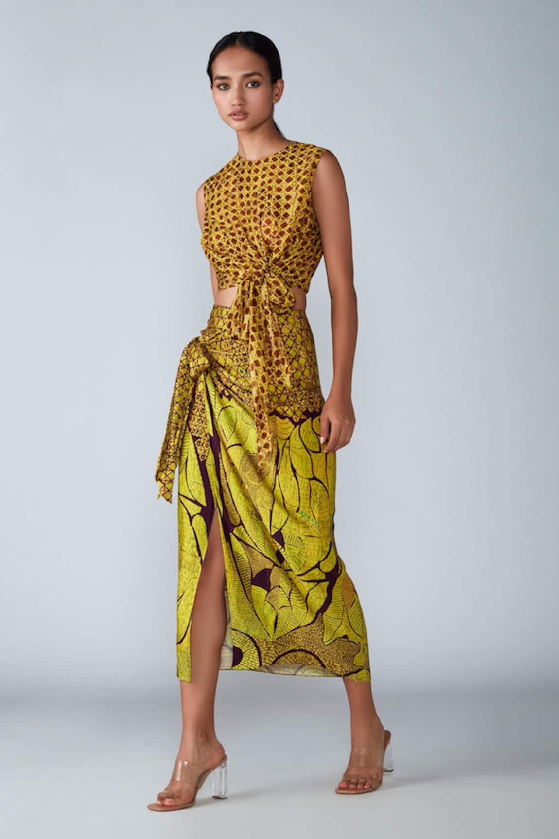 Saaksha & Kinni Satin Abstract Floral Pattern Skirt