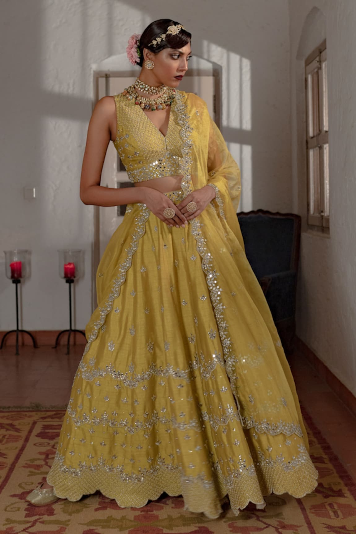 House of Dasmaya Lehenga Set With Scalloped Dupatta