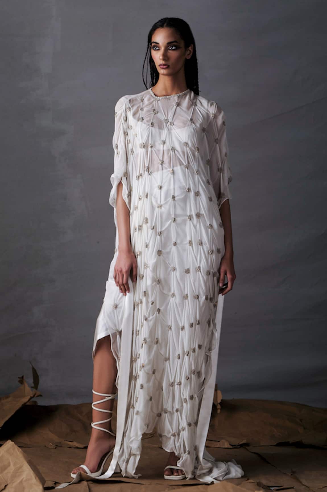 AK-OK Crop Top Skirt Set With Slip Dress