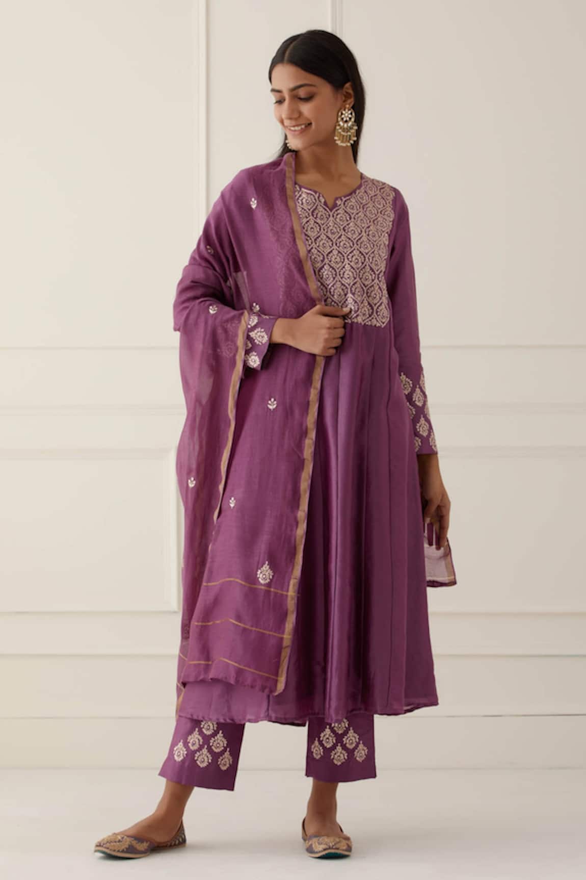 Kamaltaas Paisley Embroidered Anarkali Set
